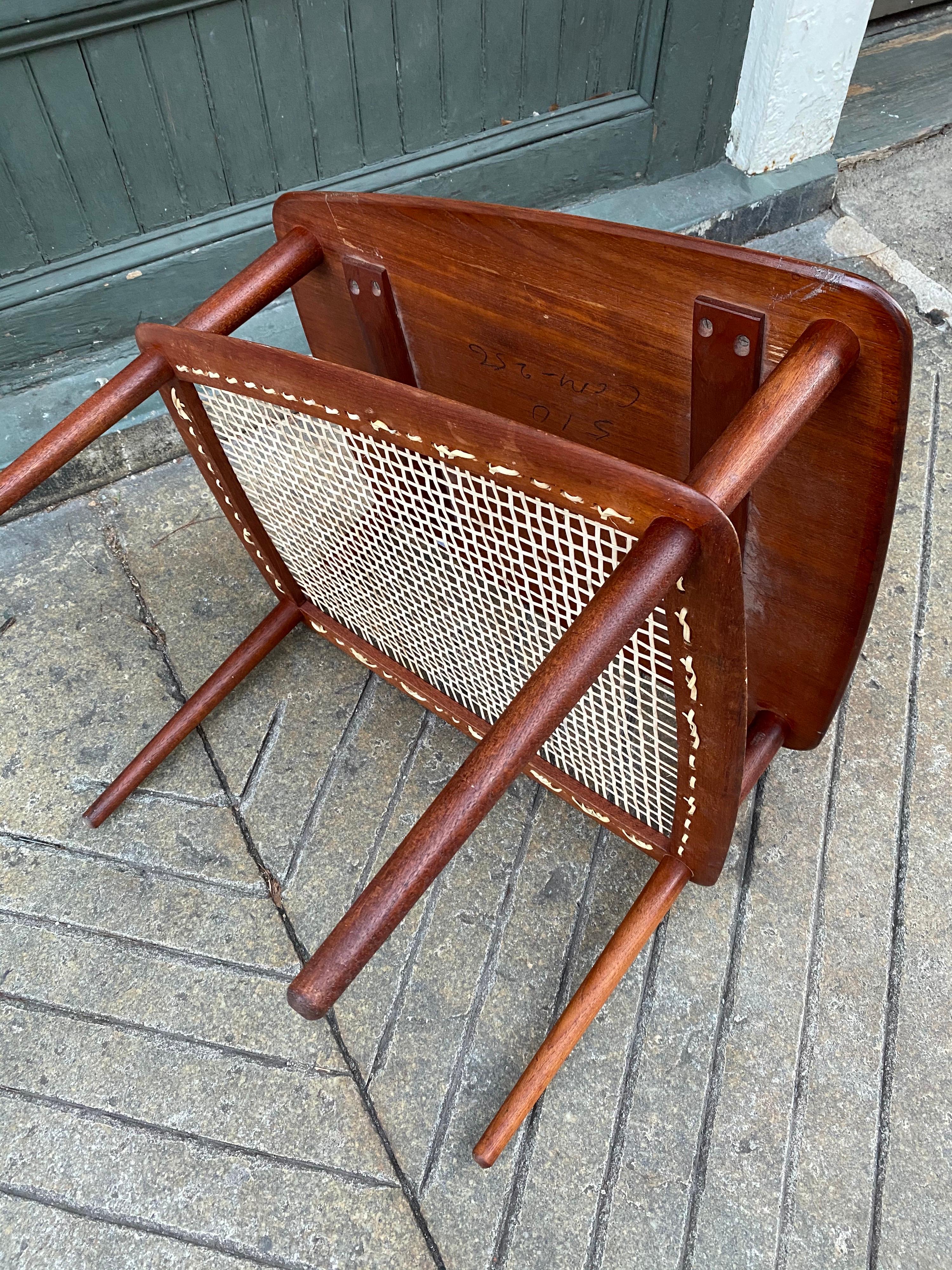 Cane Peter Hvidt for John Stuart Furniture Solid Teak Side Table