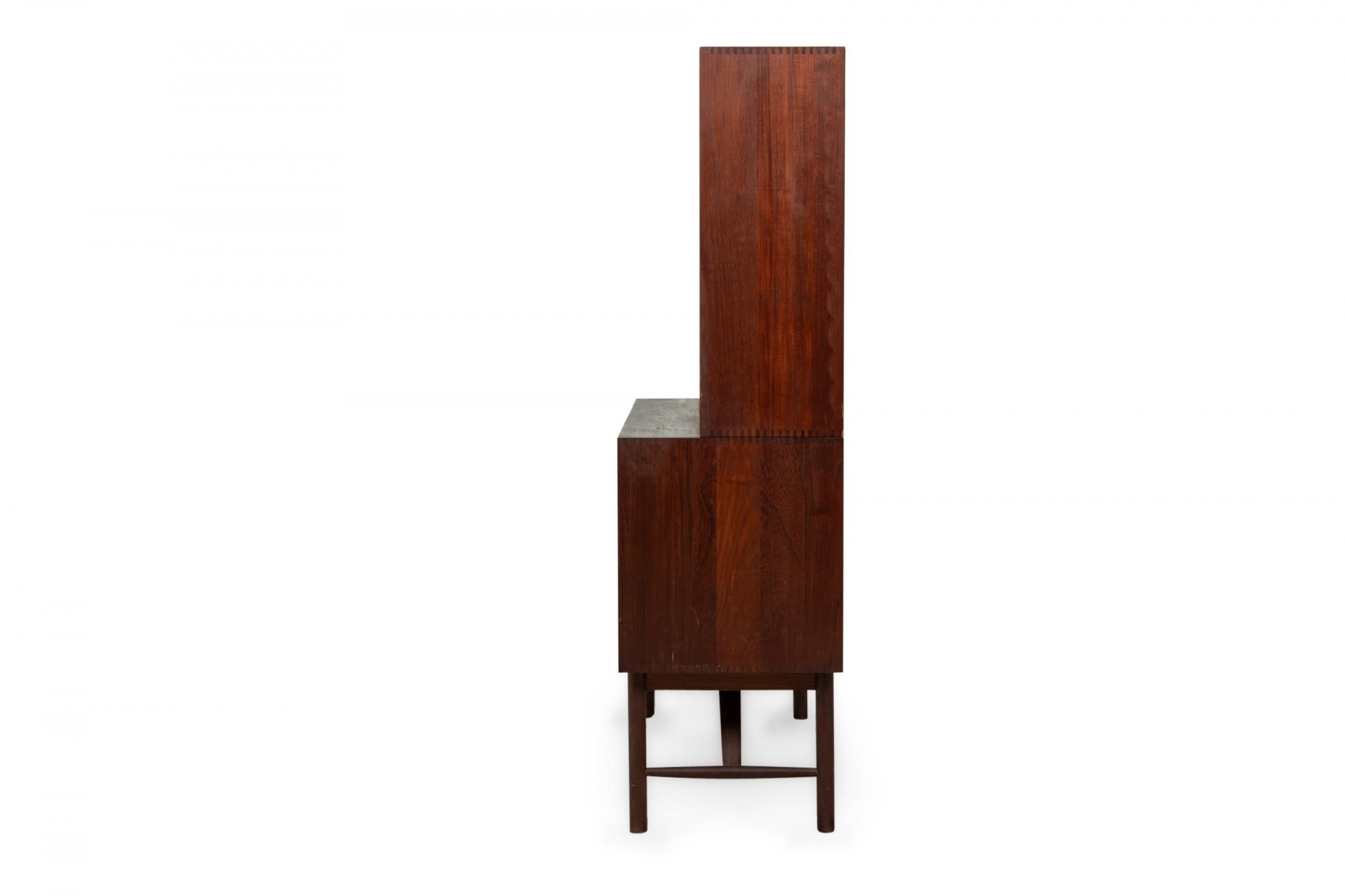 Mid-Century Modern Peter Hvidt for Søborg Møbler Danish Midcentury Drop Front 2 Piece Teak Cabinet