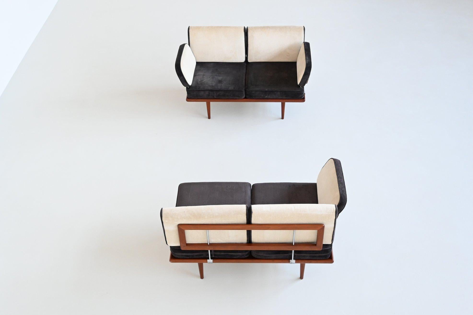 Metal Peter Hvidt “Minerva” sofa set in teak France & Son Denmark 1957