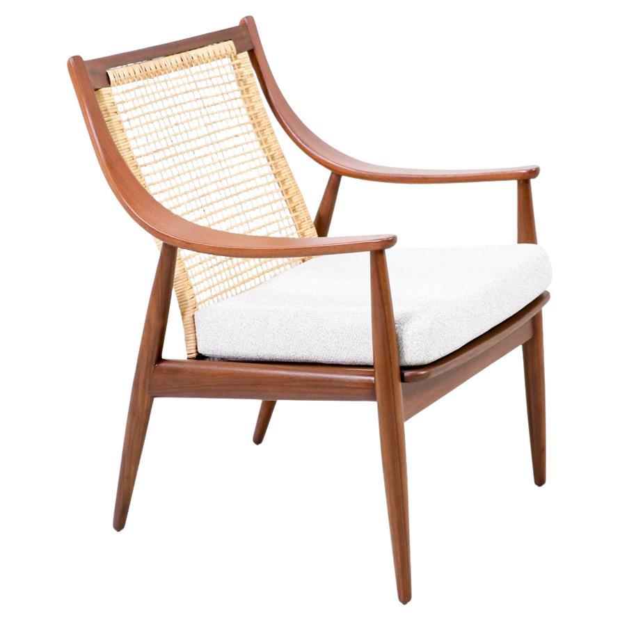 Peter Hvidt Model FD-146 Teak & Cane Lounge Chair by France & Daverkosen For Sale