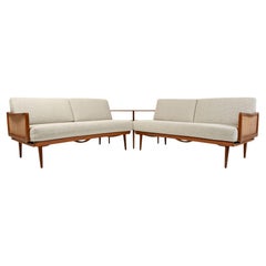 Peter Hvidt Model FD 451 Sectional sofas Daybed in Teak and Salt & Pepper Bouclé