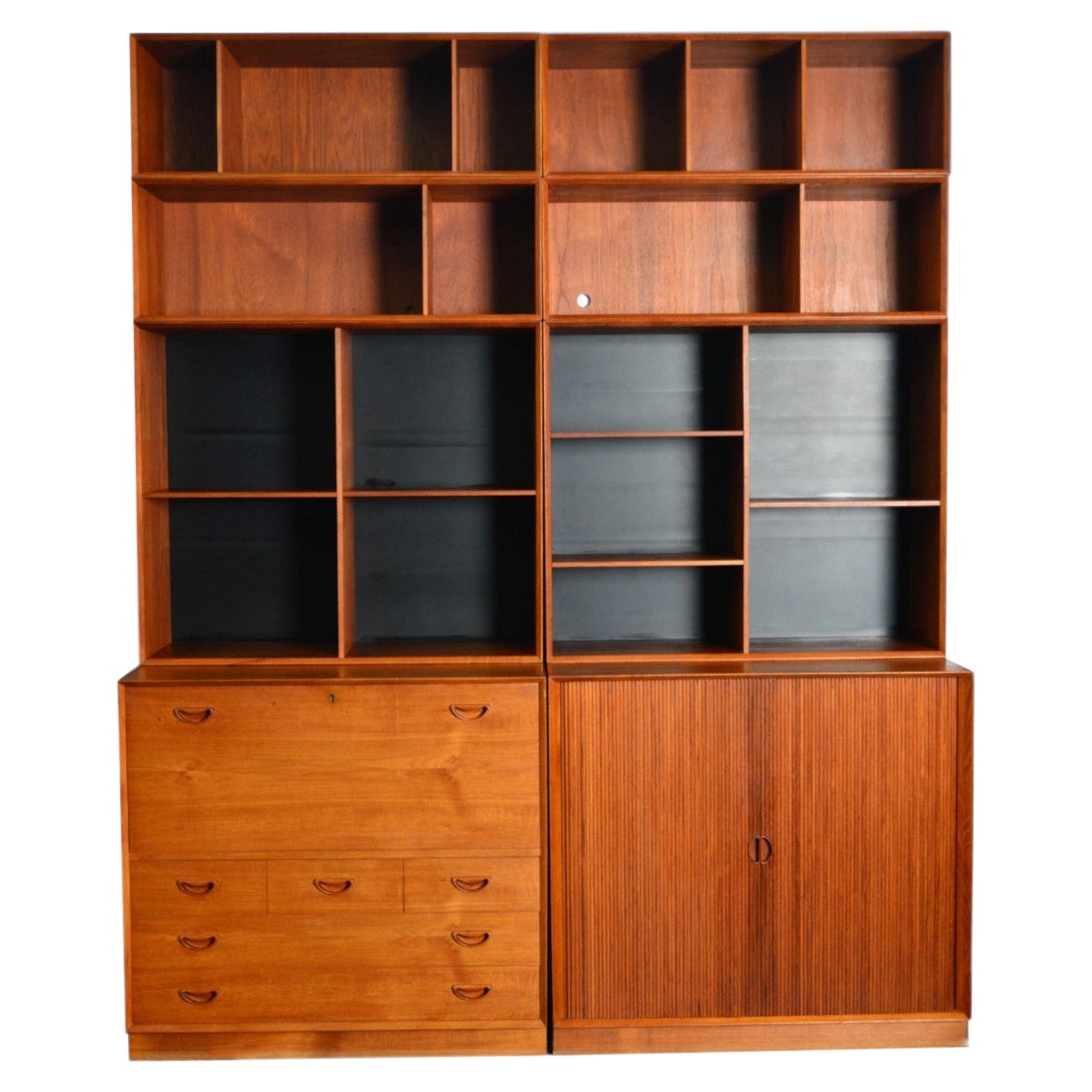 Peter Hvidt Modular Freestanding Solid Teak Bookcases / Wall Units