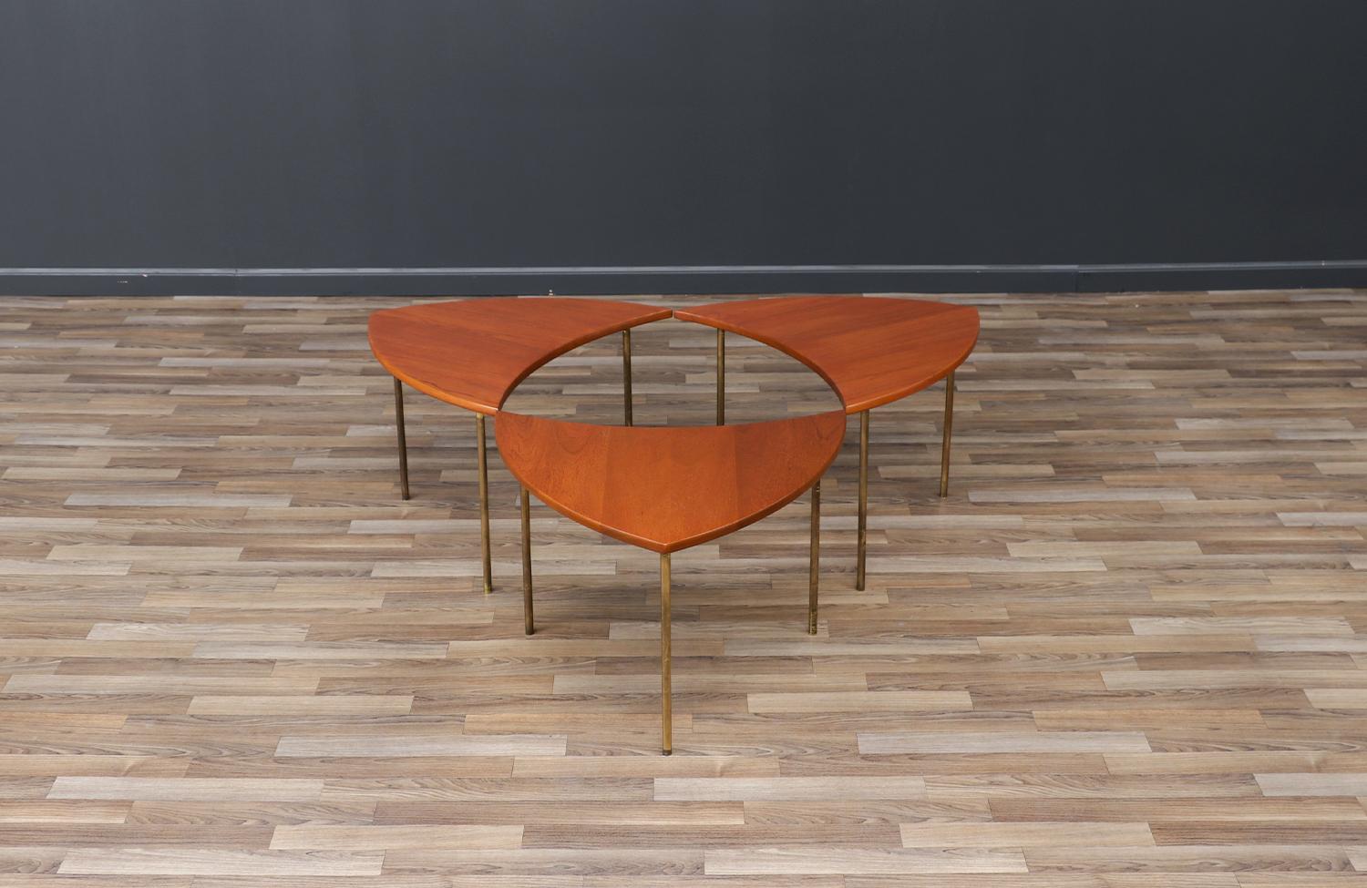Mid-Century Modern Peter Hvidt Modular Teak & Brass Coffee Table for France & Son  For Sale