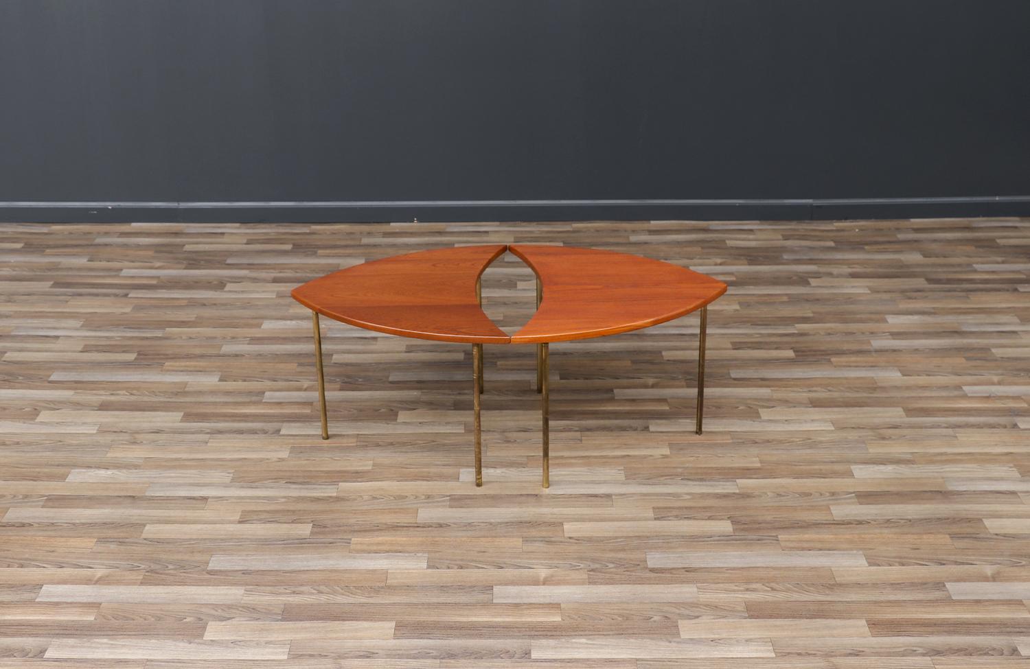 Mid-20th Century Peter Hvidt Modular Teak & Brass Coffee Table for France & Son  For Sale