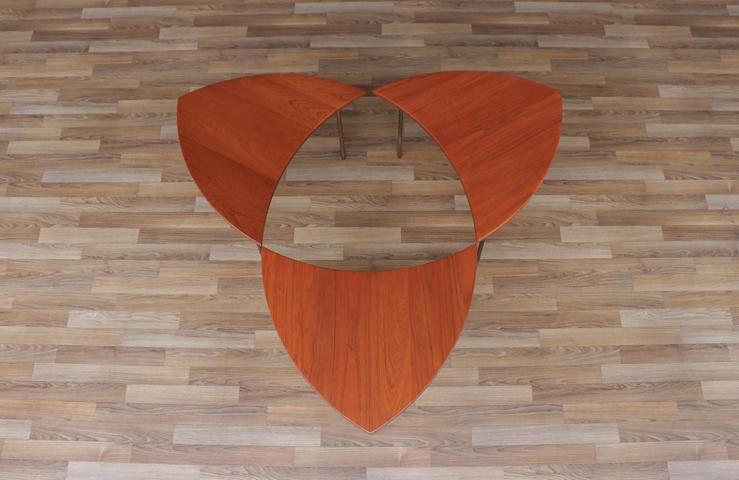 Table basse modulaire en teck et laiton de Peter Hvidt pour France & Son en vente 2