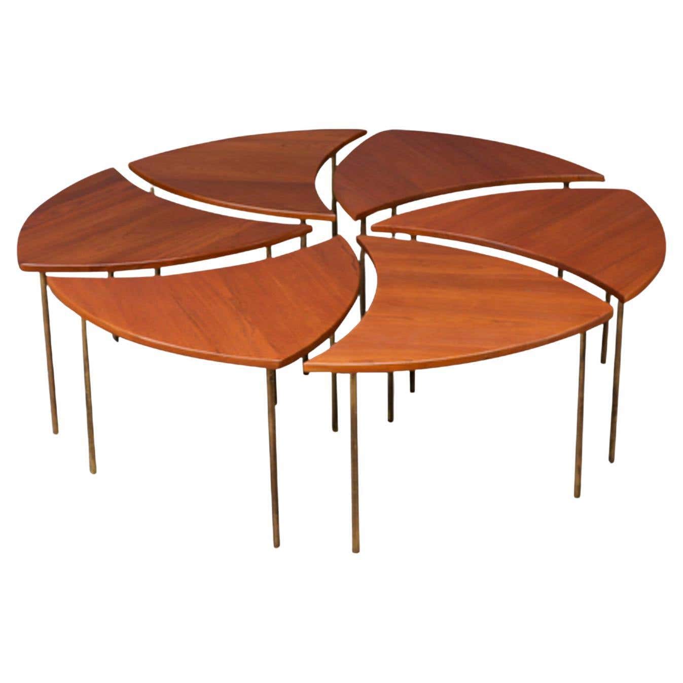 Peter Hvidt Modular Teak and Brass Coffee Table for France and Son For ...