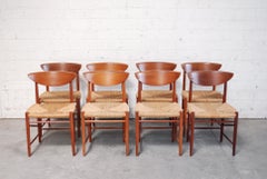 Peter Hvidt and Orla Mølgaard Nielsen 8 Teak Dining Chairs Model 316 for Soborg