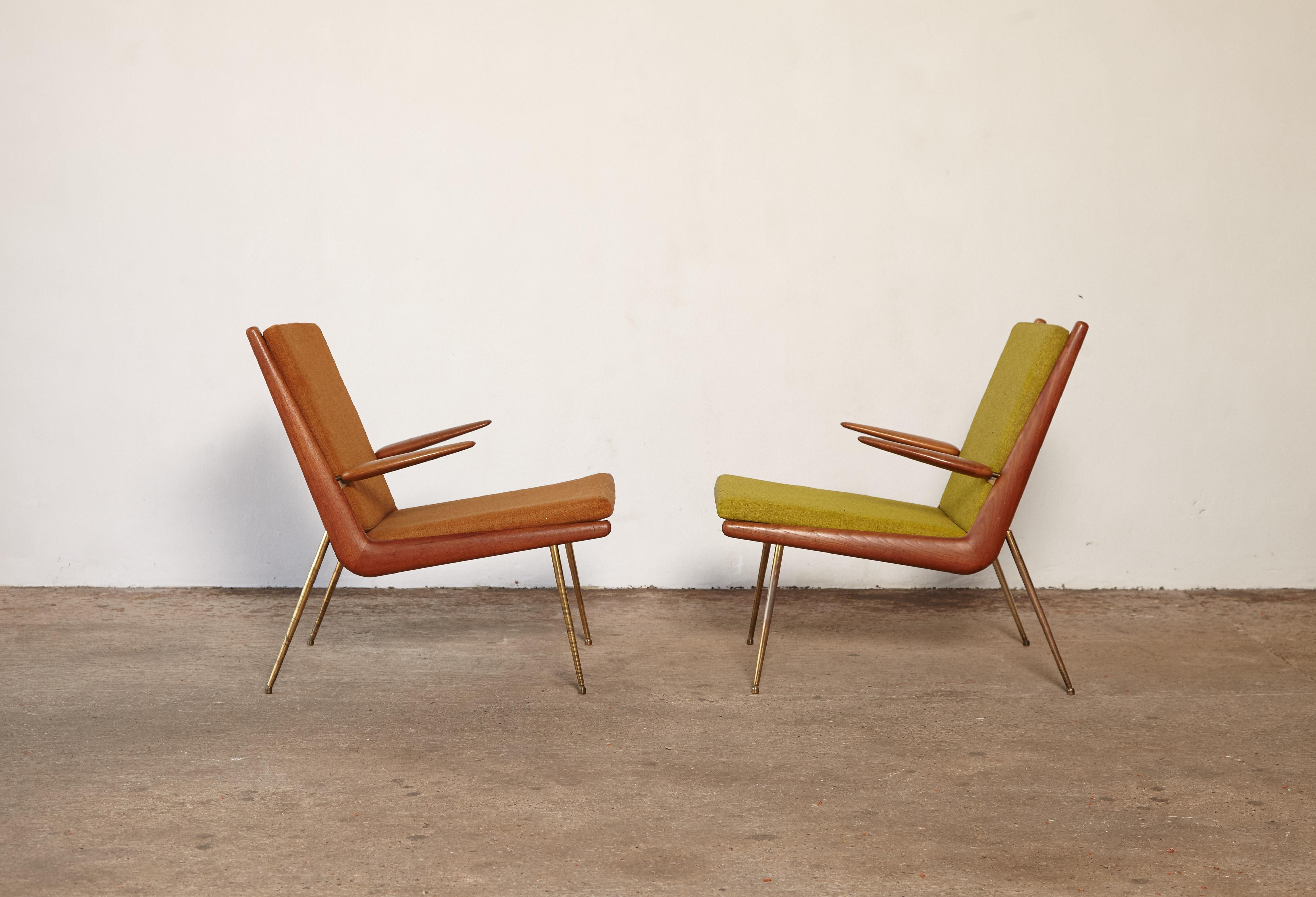 Brass Peter Hvidt & Orla Mølgaard-Nielsen Boomerang Chairs, Denmark, 1960s