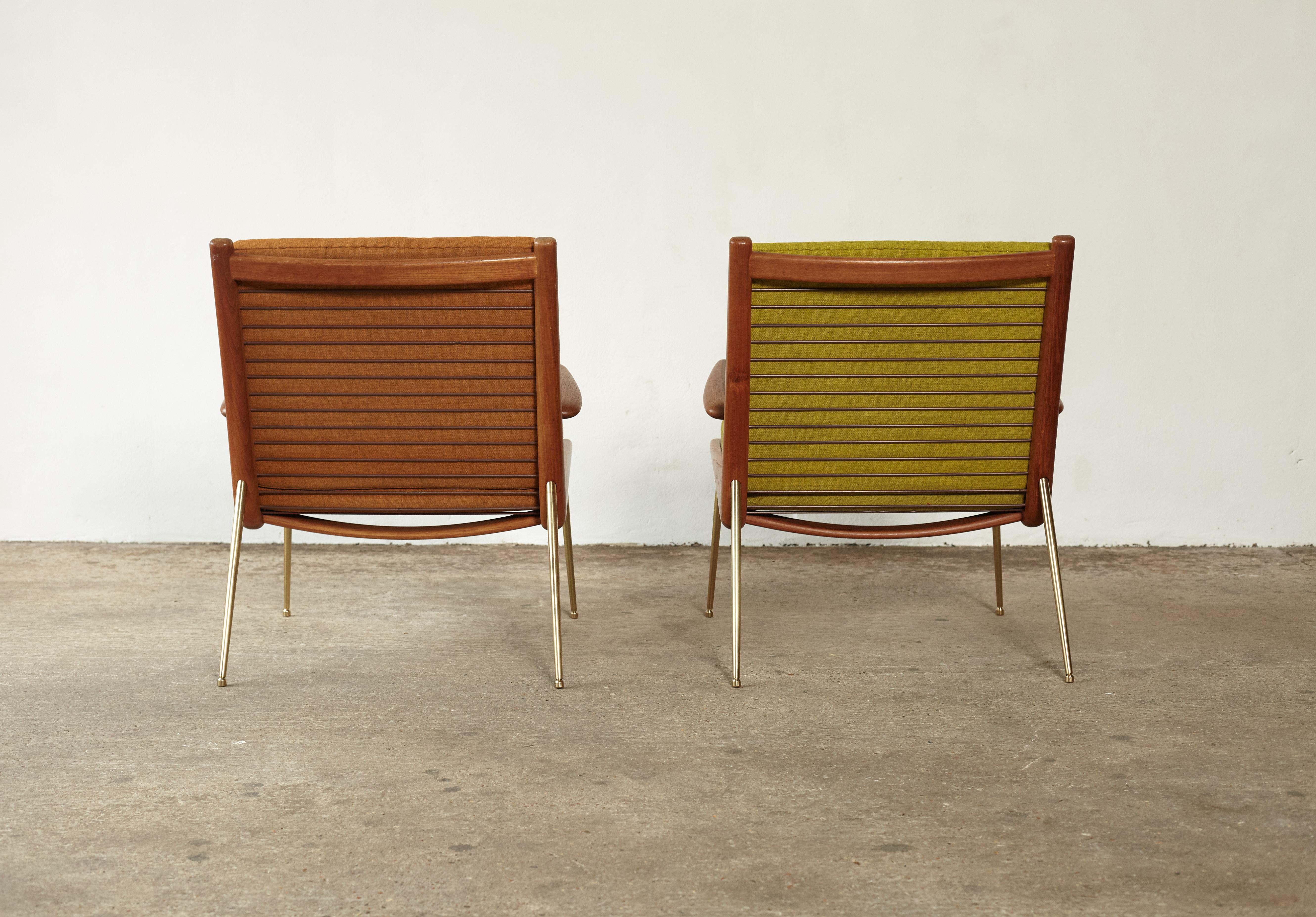 Brass Peter Hvidt and Orla Mølgaard-Nielsen Boomerang Chairs, Denmark, 1960s