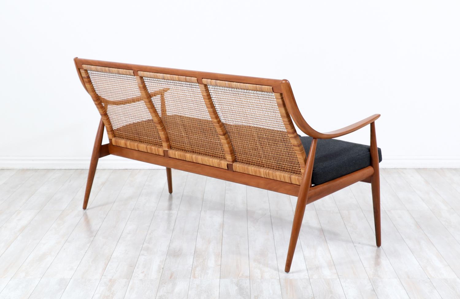 Peter Hvidt & Orla Mølgaard-Nielsen Cane & Teak Sofa for France & Søn In Excellent Condition For Sale In Los Angeles, CA