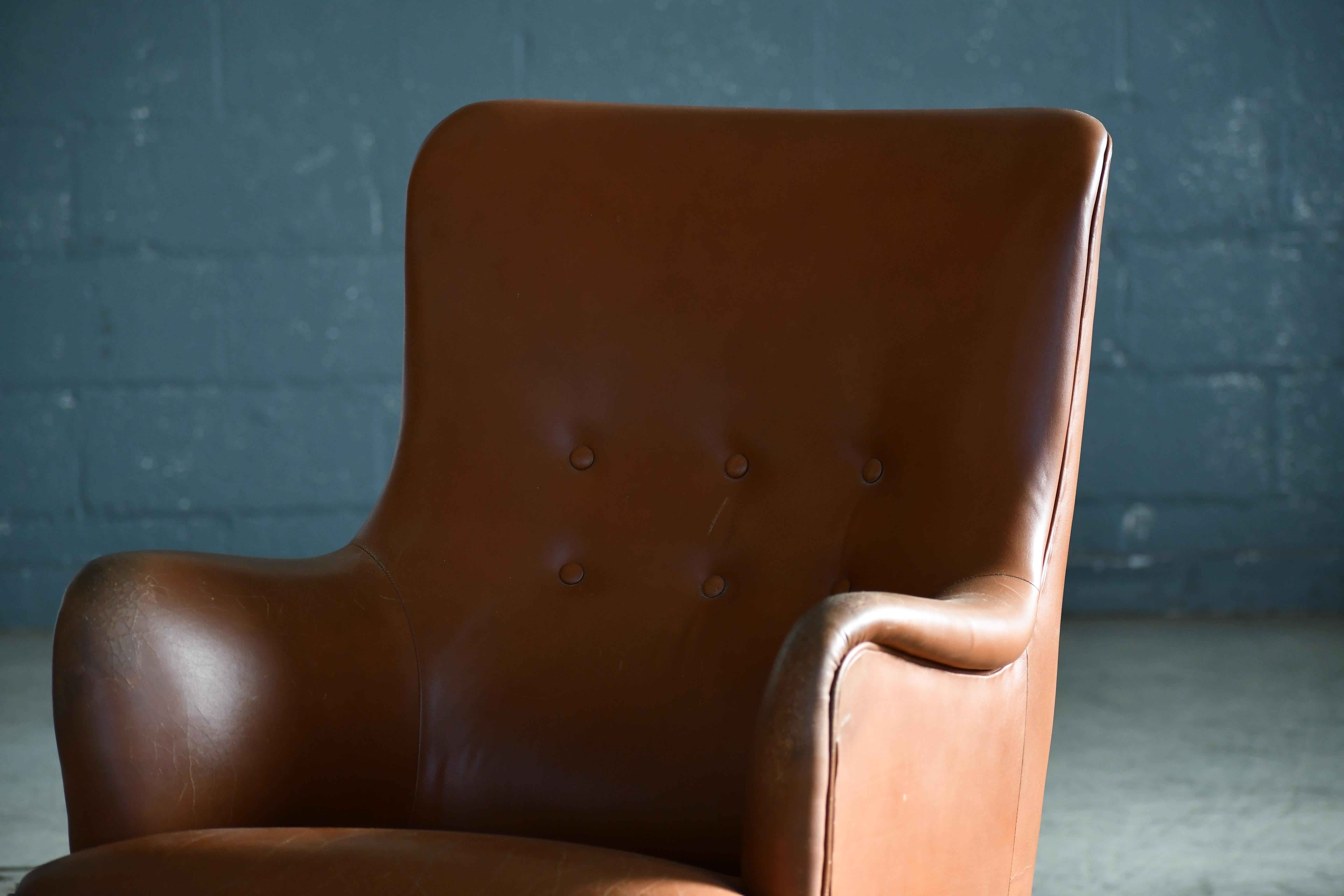 Mid-20th Century Peter Hvidt & Orla Mølgaard-Nielsen Classic Danish Tufted Leather Lounge Chair For Sale