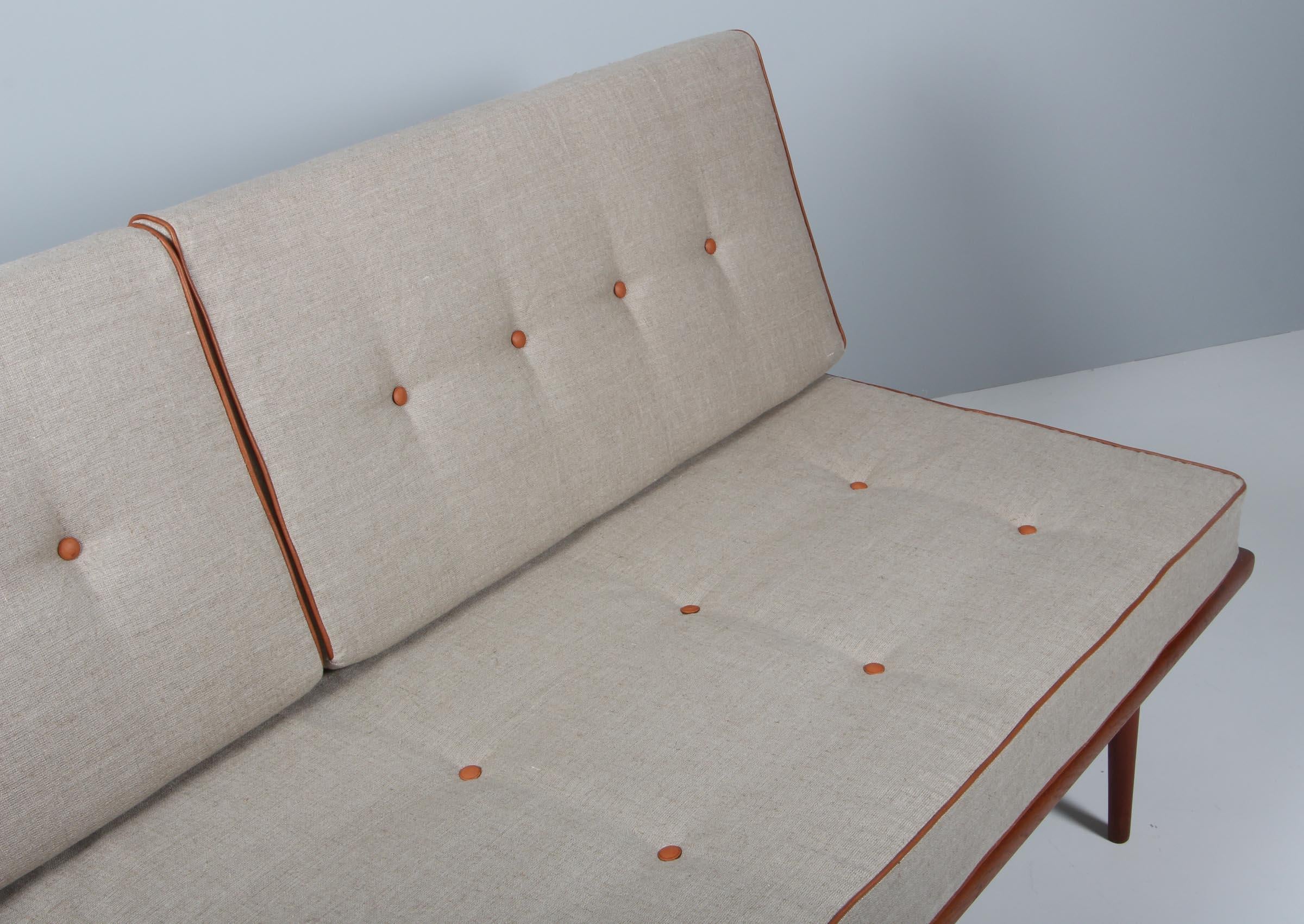 Mid-20th Century Peter Hvidt & Orla Mølgaard-Nielsen Daybed, Teak, Canvas and Leather, 1960s