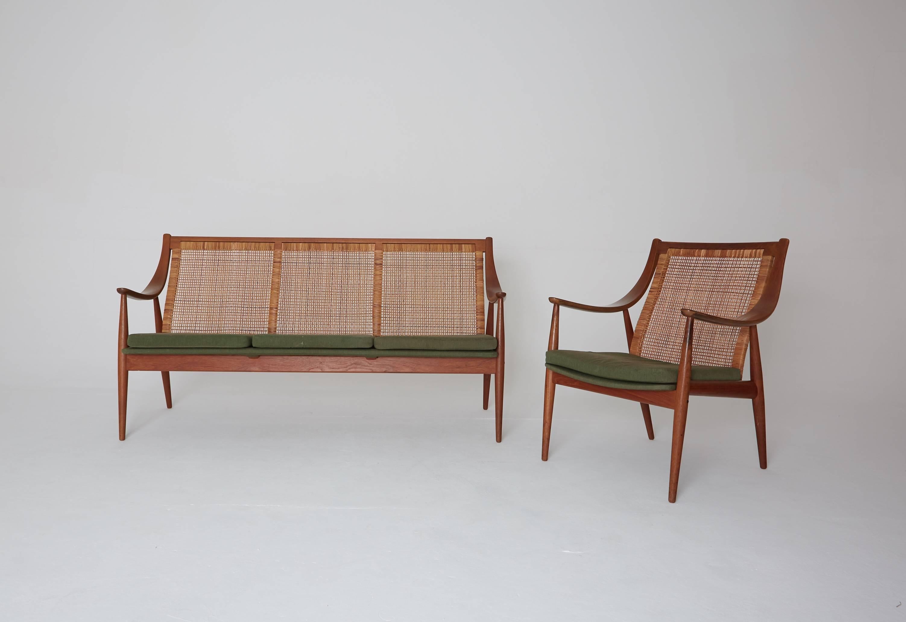 Mid-Century Modern Peter Hvidt & Orla Mølgaard-Nielsen FD 146 Sofa and Chair, Denmark, 1950s