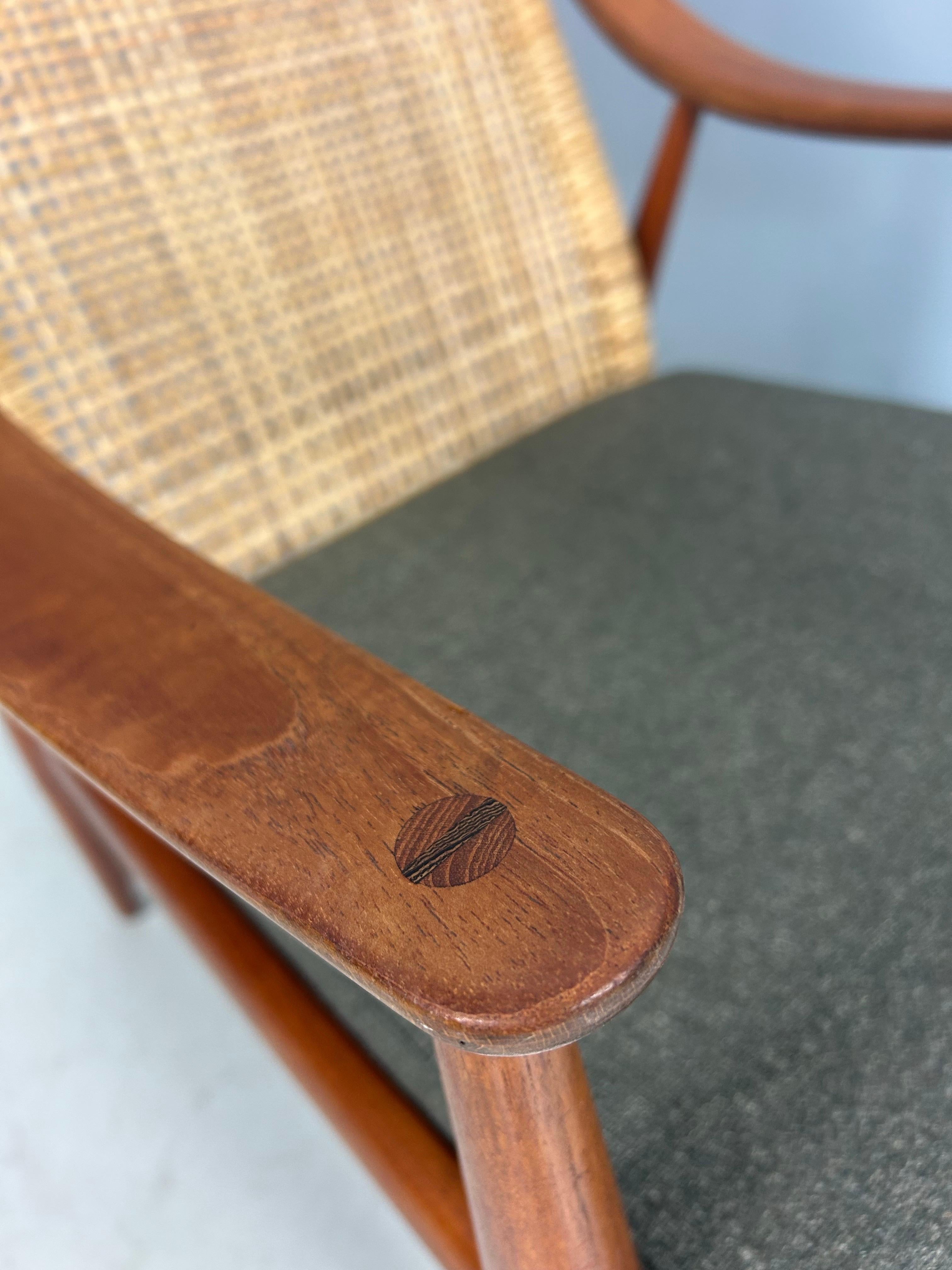 Peter Hvidt & Orla Mølgaard-Nielsen FD146 Sillón con respaldo de caña, Dinamarca Escandinavo moderno en venta