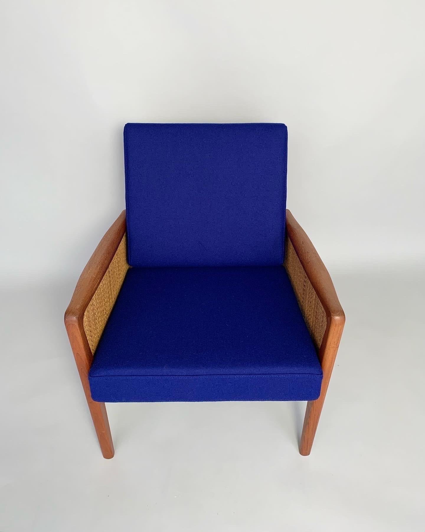 Danish Peter Hvidt & Orla Mølgaard-Nielsen Lounge Chair FD-151 Teak Cane