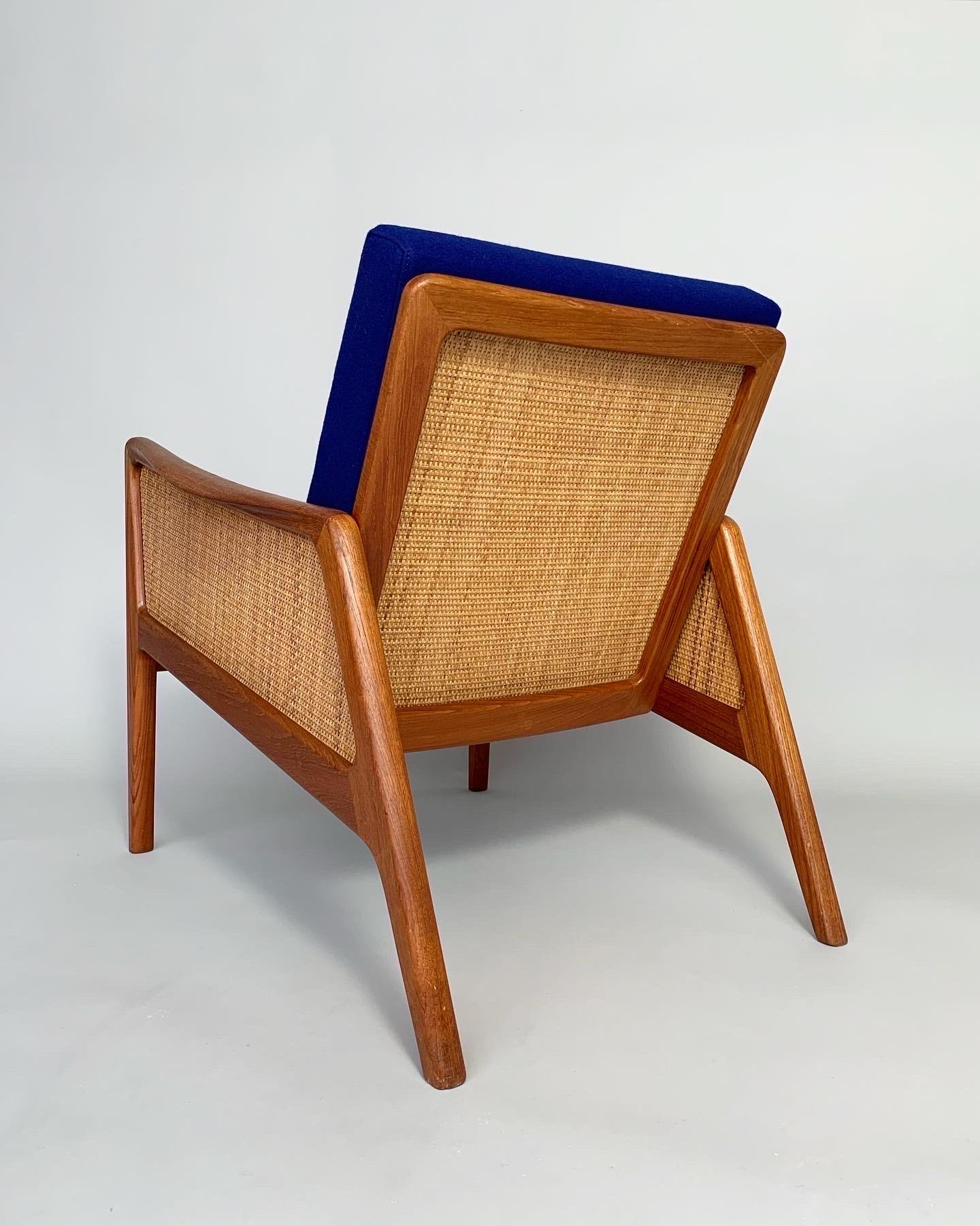 Hand-Crafted Peter Hvidt & Orla Mølgaard-Nielsen Lounge Chair FD-151 Teak Cane