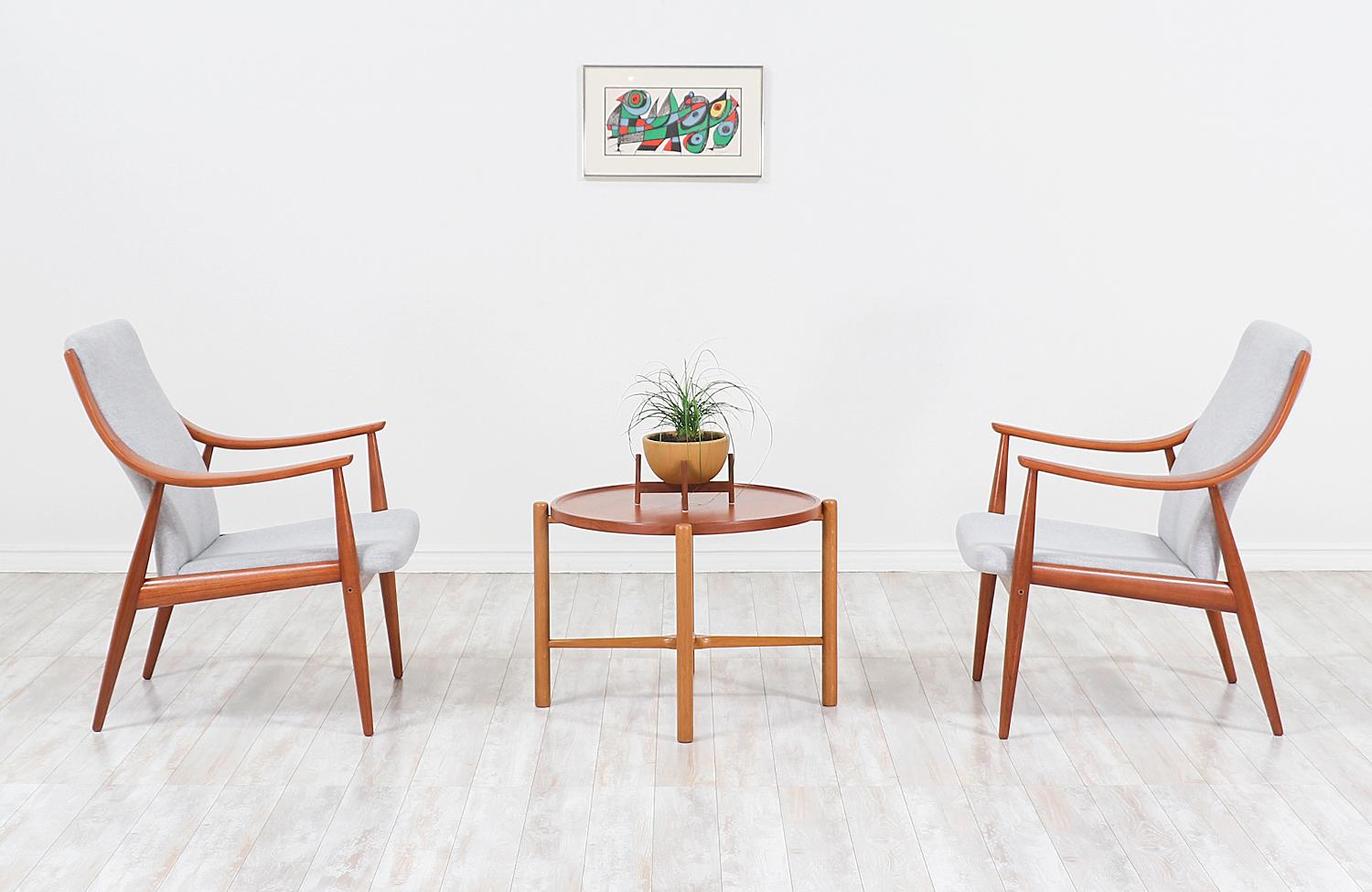 Mid-Century Modern Peter Hvidt & Orla Mølgaard-Nielsen Lounge Chairs for France & Søn For Sale