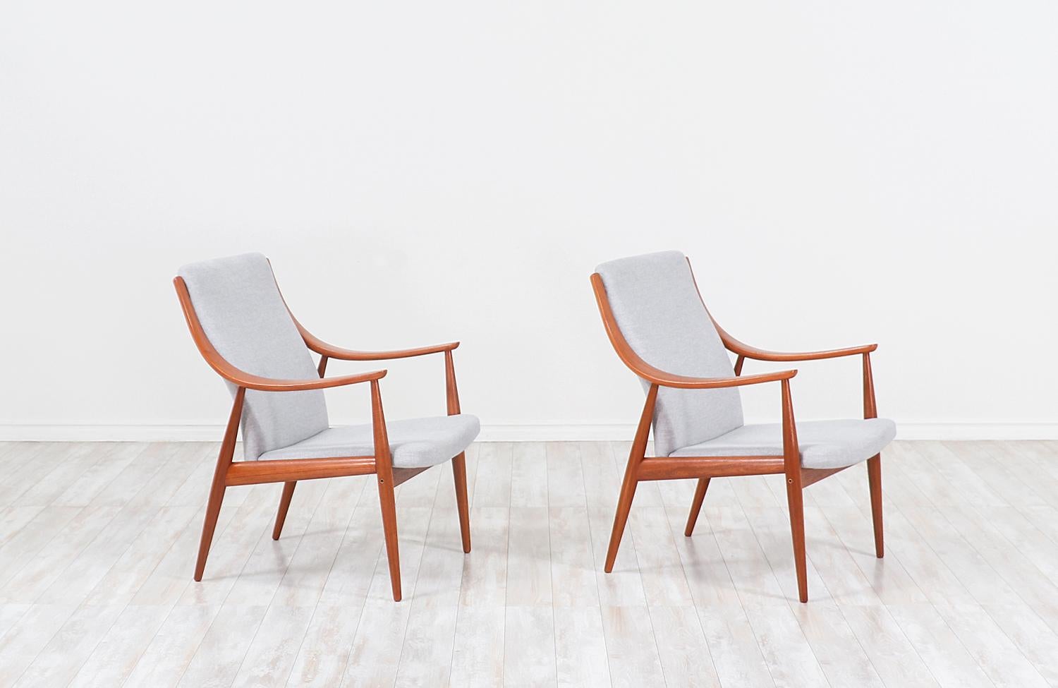 Danish Peter Hvidt & Orla Mølgaard-Nielsen Lounge Chairs for France & Søn For Sale