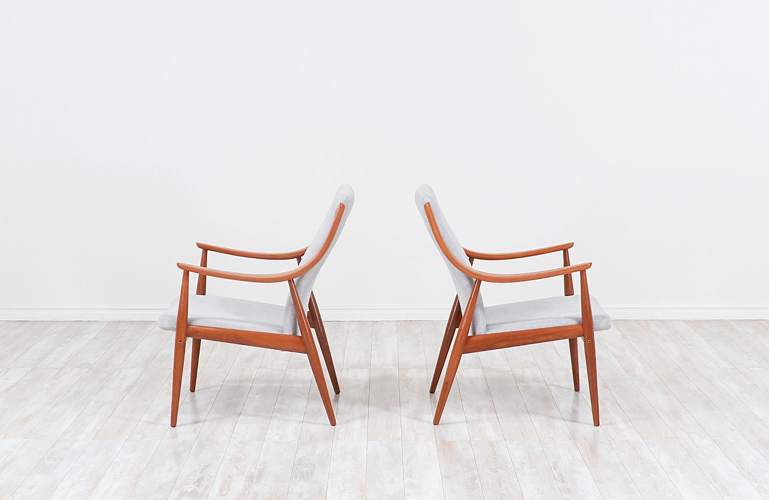 Mid-20th Century Peter Hvidt & Orla Mølgaard-Nielsen Lounge Chairs for France & Søn For Sale