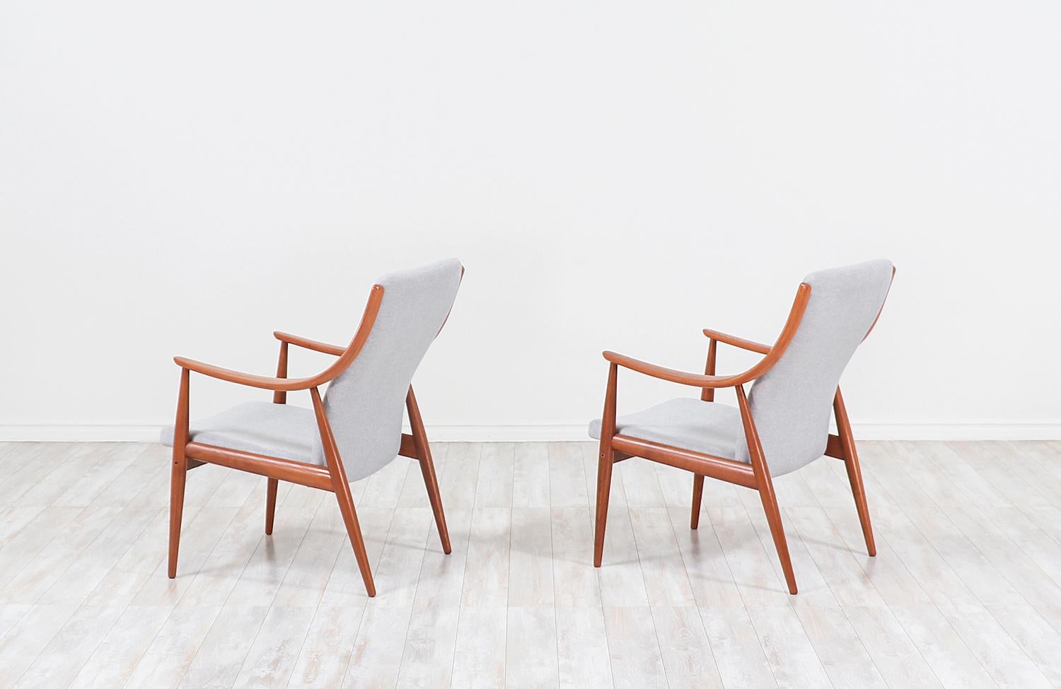 Fabric Peter Hvidt & Orla Mølgaard-Nielsen Lounge Chairs for France & Søn For Sale