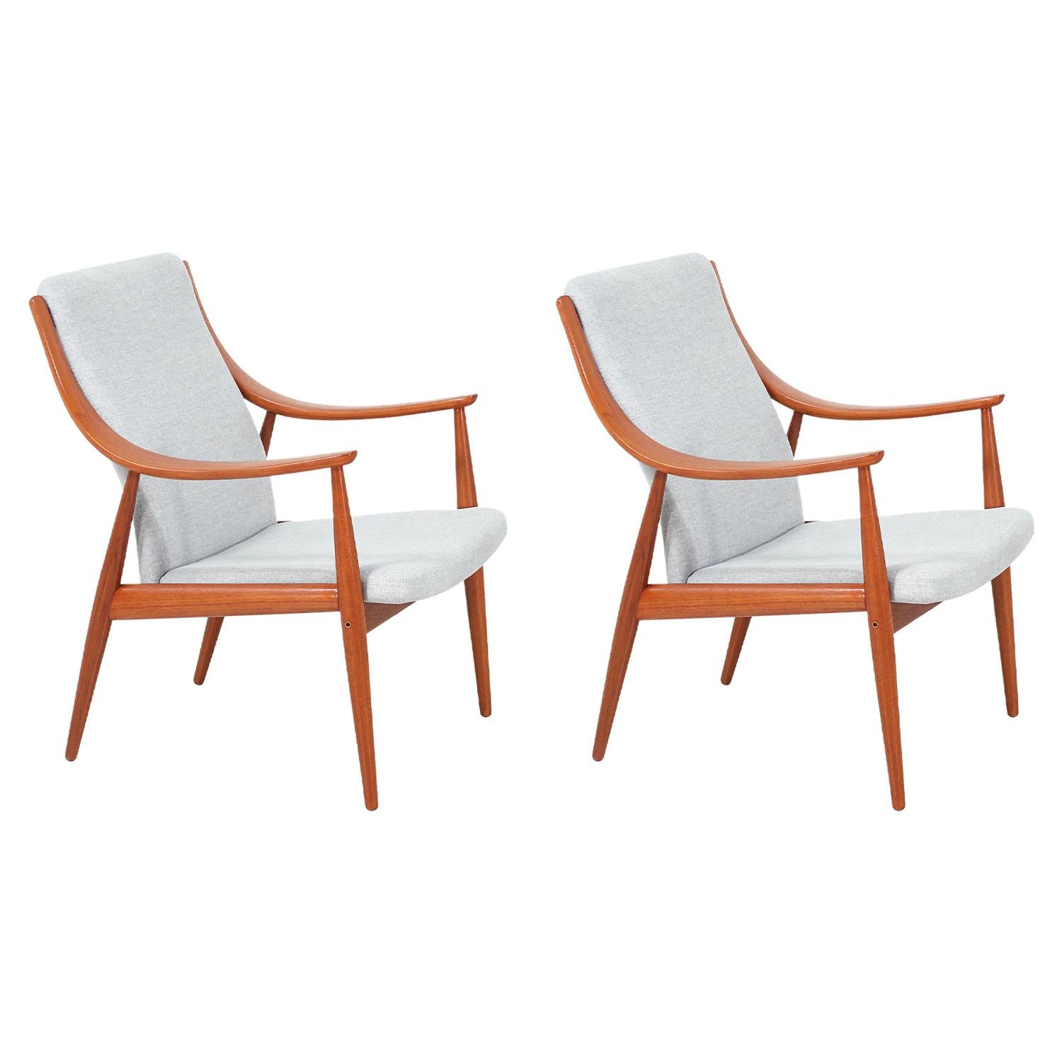 Peter Hvidt & Orla Mølgaard-Nielsen Lounge Chairs for France & Søn For Sale