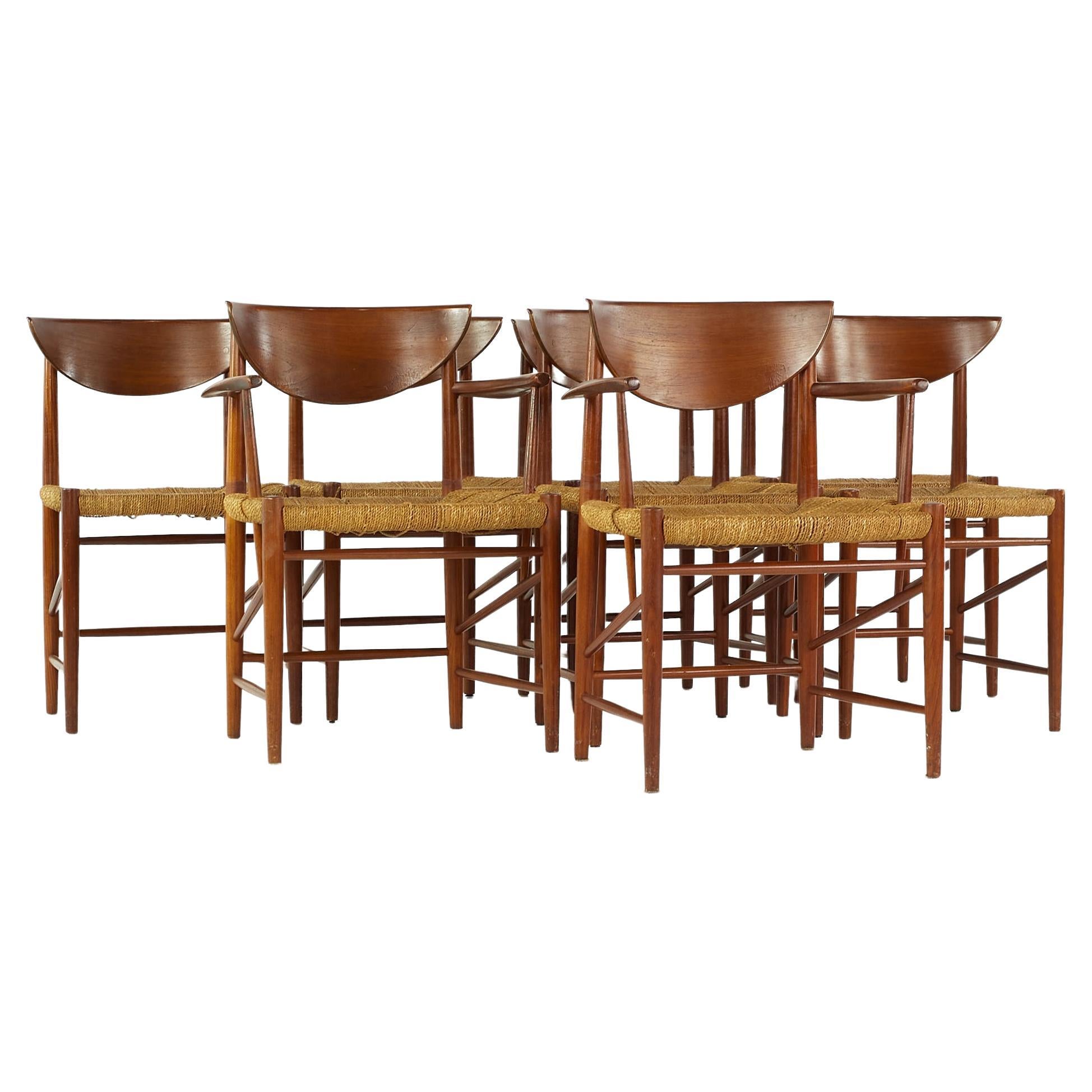 Peter Hvidt and Orla Mølgaard Nielsen 8 Teak Dining Chairs Model 316