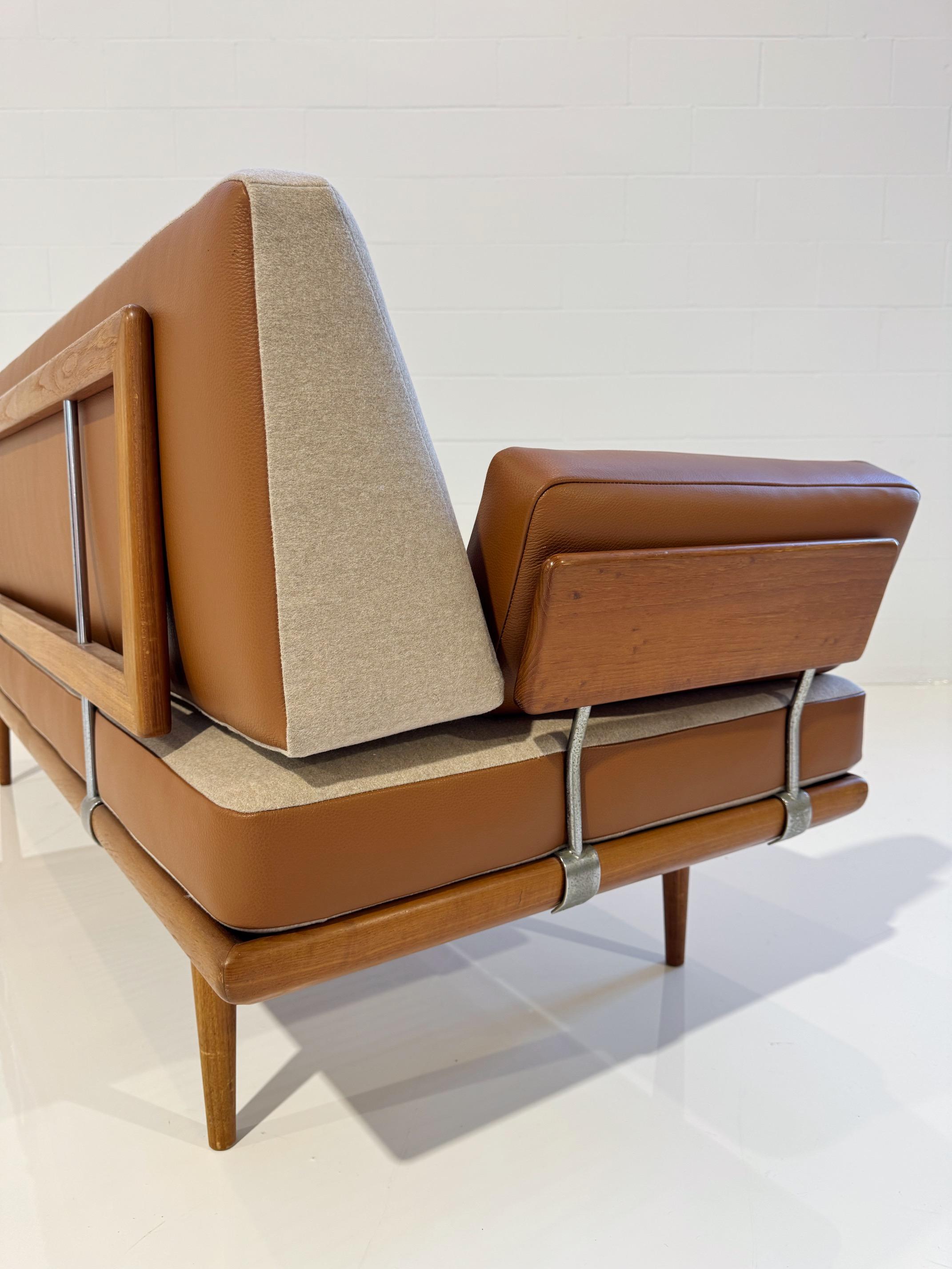 Peter Hvidt & Orla Mølgaard-Nielsen Minerva Sofa in Loro Piana Leather and Wool In Good Condition For Sale In SAINT LOUIS, MO
