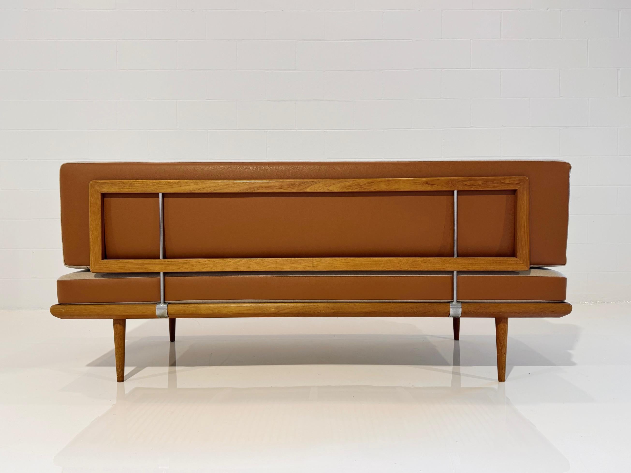 Mid-20th Century Peter Hvidt & Orla Mølgaard-Nielsen Minerva Sofa in Loro Piana Leather and Wool For Sale