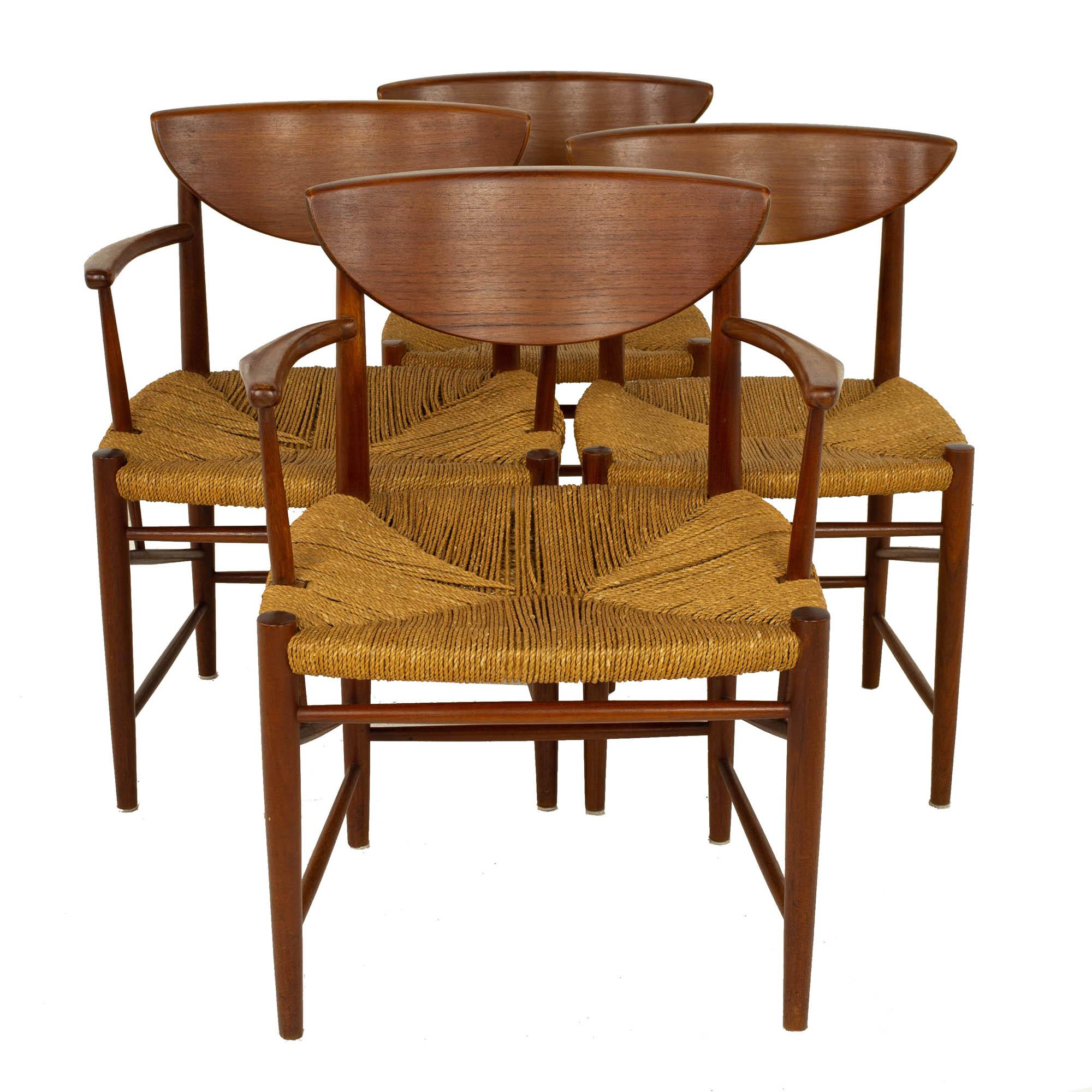 Peter Hvidt Orla Mølgaard Nielsen Model 316 for Soborg MCM Teak Dining Chairs 6 In Good Condition In Countryside, IL