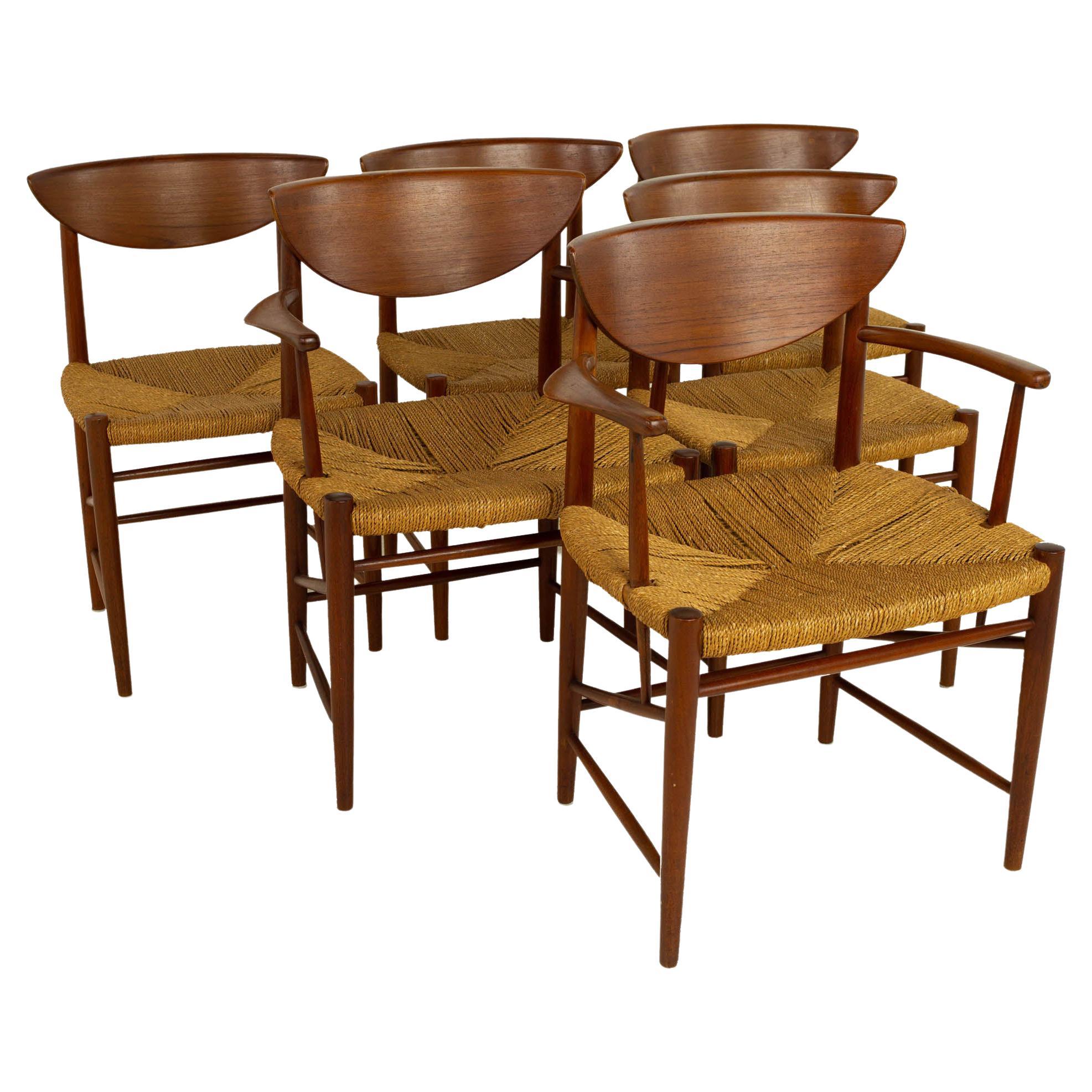 Peter Hvidt Orla Mølgaard Nielsen Model 316 for Soborg MCM Teak Dining  Chairs 6 at 1stDibs