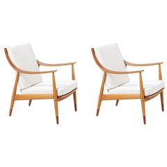 Peter Hvidt & Orla Mølgaard-Nielsen Model FD-146 Teak and Oak Lounge Chairs