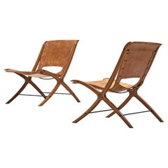 Peter Hvidt & Orla Mølgaard Nielsen Pair of 'X-Chairs' in Cognac Leather