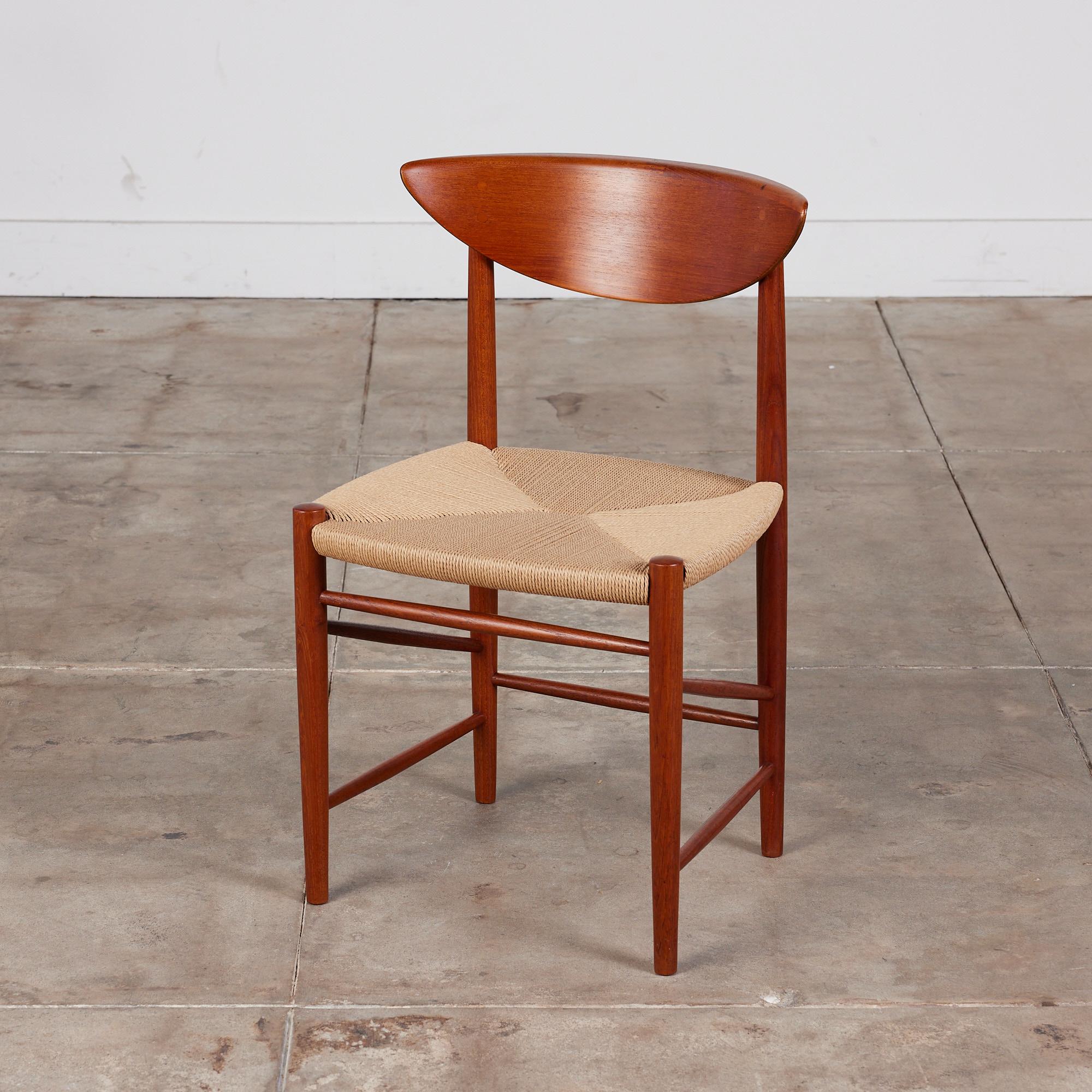 Model 316 chair by Peter Hvidt & Orla Mølgaard Nielsen for Soborg Mobelfabrik, Denmark. This chair, made in the 1950s, features a teak frame and newly woven paper cord seat.

Hvidt & Mølgaard had an established design and architectural firm where