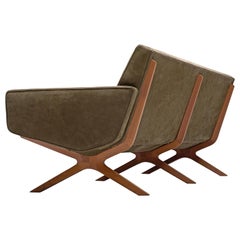 Peter Hvidt & Orla Mølgaard Nielsen Reupholstered Green Leather Silverline Sofa