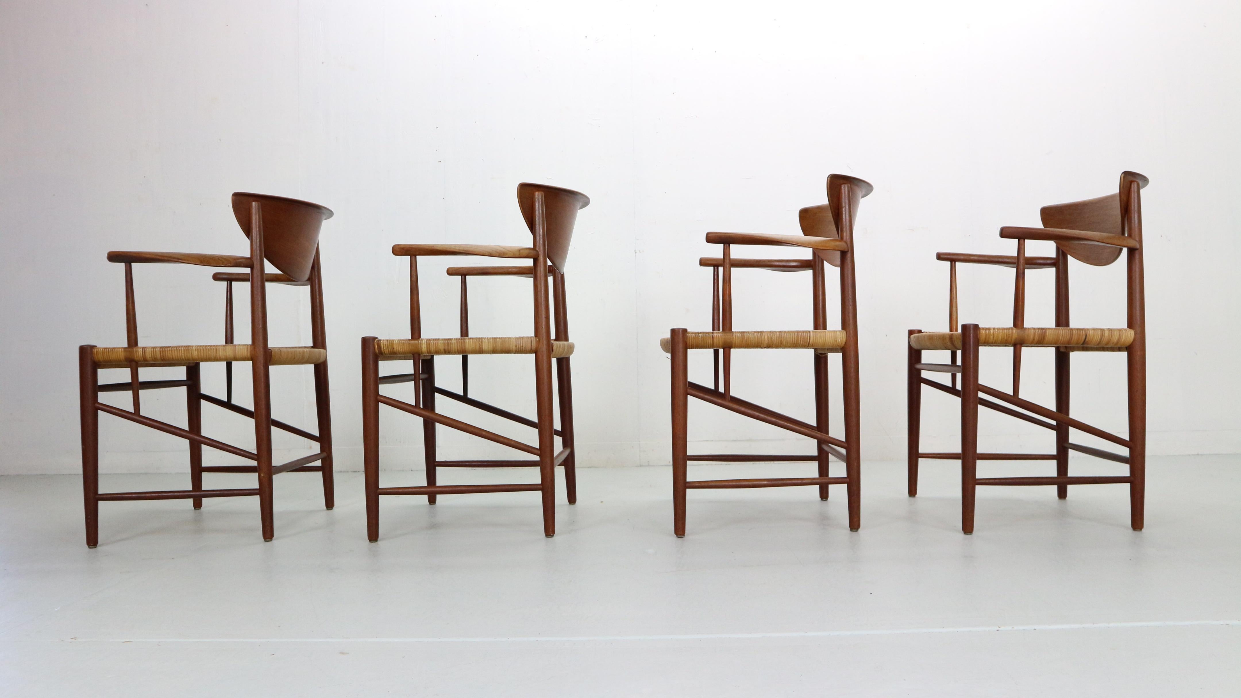 Peter Hvidt & Orla Mølgaard Nielsen Set of 4 Armchairs No 317, Denmark 1950 In Good Condition In The Hague, NL