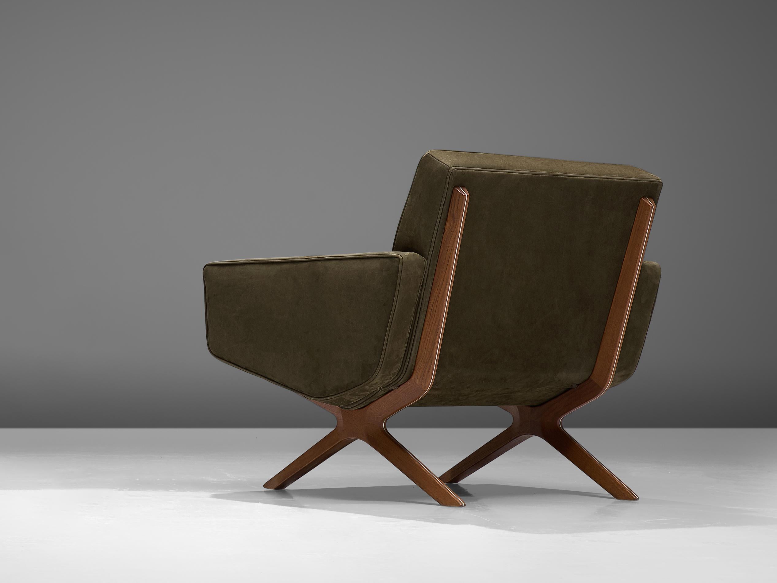 Danish Peter Hvidt & Orla Mølgaard-Nielsen 'Silverline' Lounge Chair in Leather  For Sale