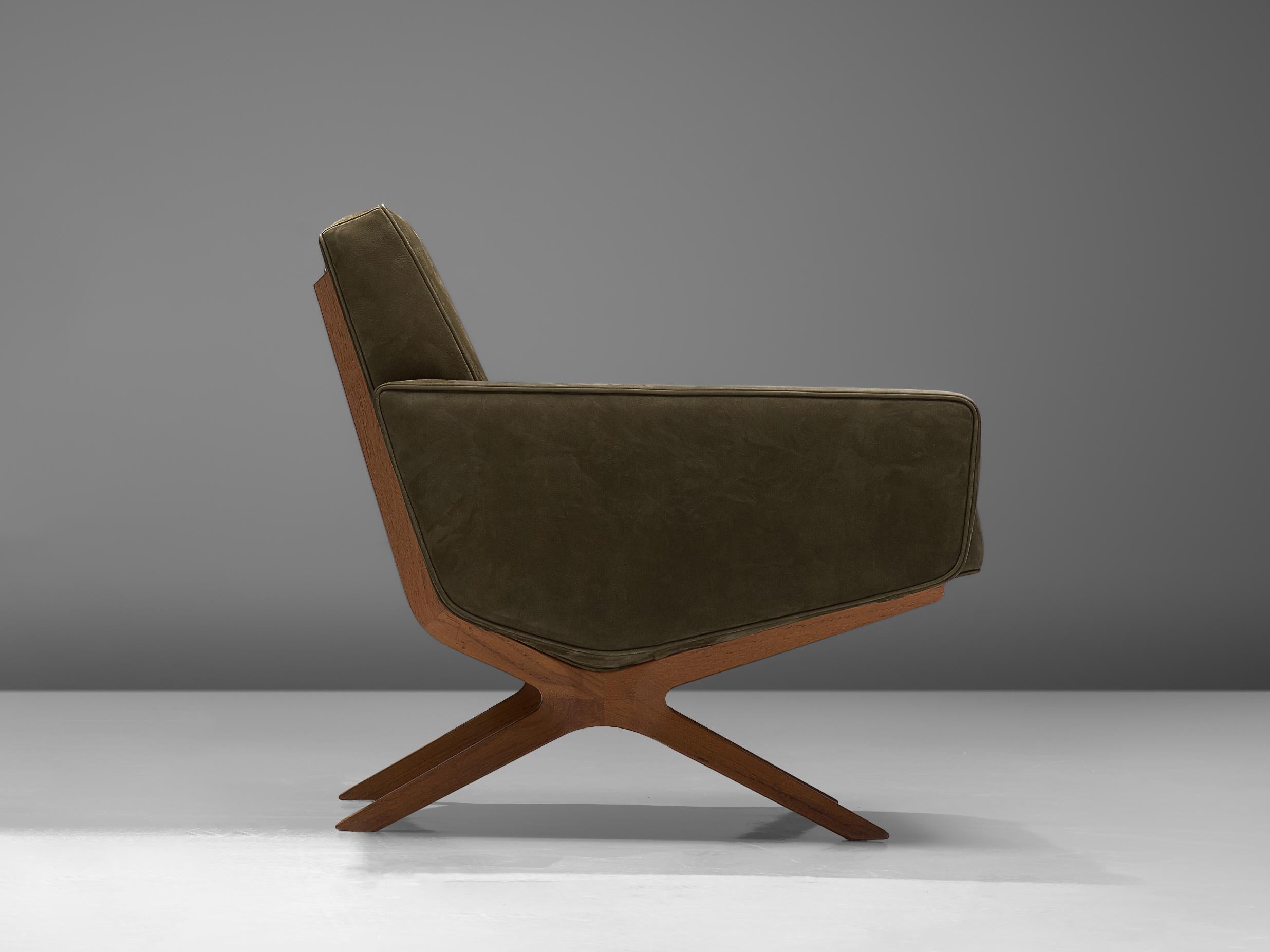 Mid-20th Century Peter Hvidt & Orla Mølgaard-Nielsen 'Silverline' Lounge Chair in Leather  For Sale