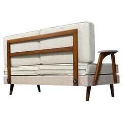 Peter Hvidt & Orla Mølgaard-Nielsen Style, Settee, Cream Boucle, Denmark, 1960s