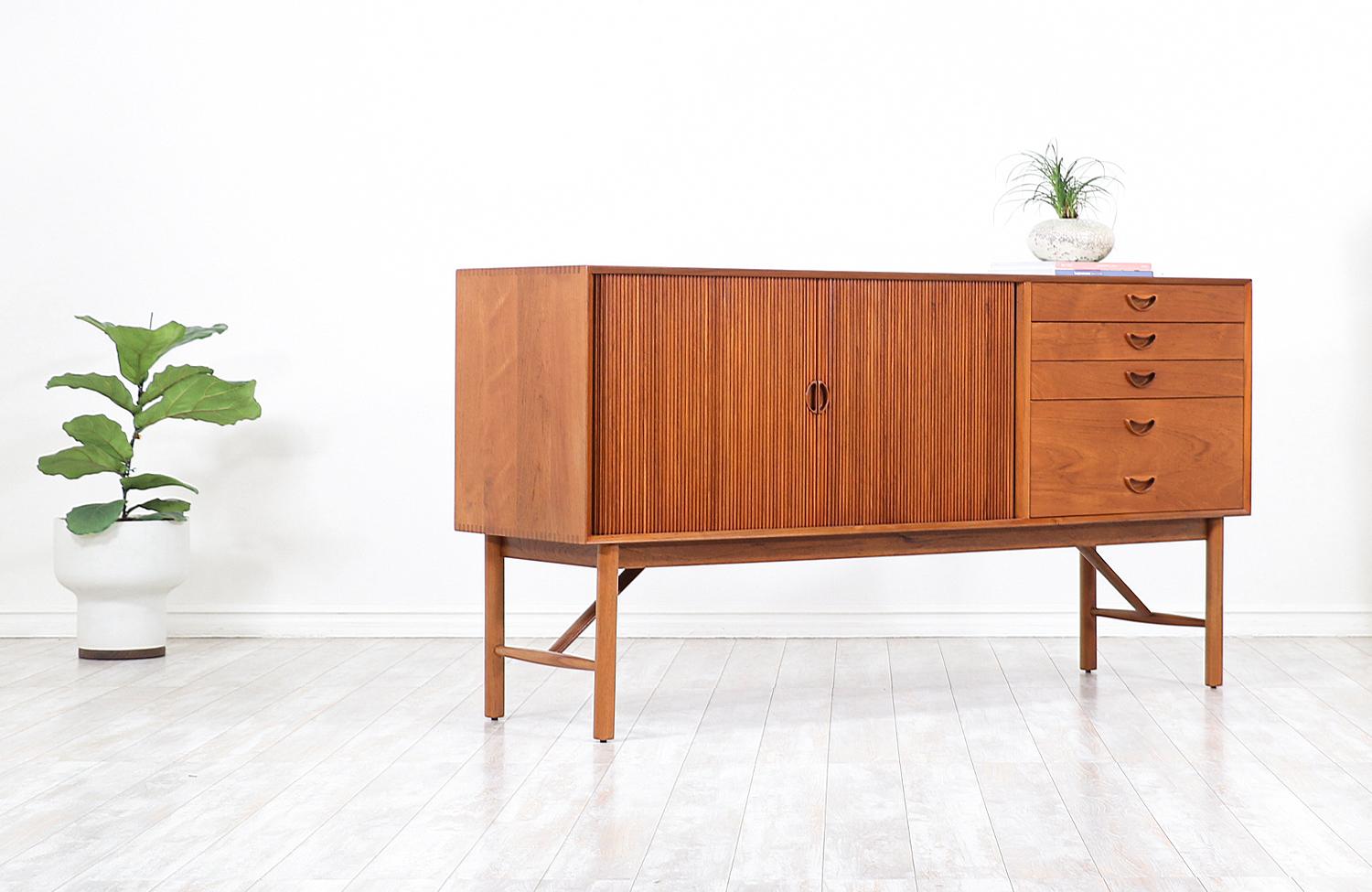 Mid-Century Modern Peter Hvidt & Orla Mølgaard-Nielsen Tambour-Door Credenza for Søborg Møbelfabrik