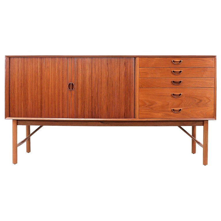 Peter Hvidt & Orla Mølgaard-Nielsen Tambour-Door Credenza for Søborg Møbelfabrik For Sale