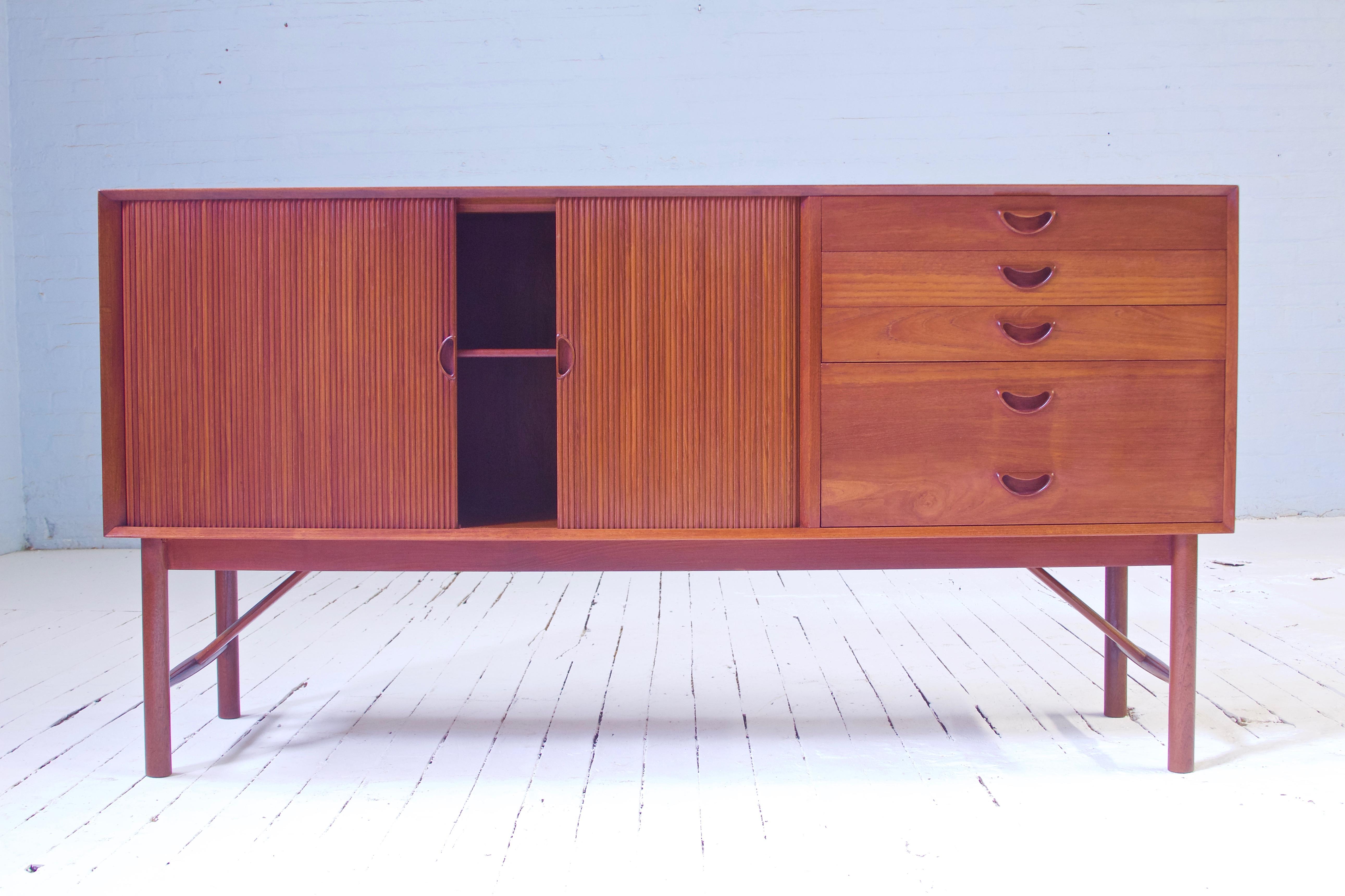 Peter Hvidt & Orla Mølgaard Nielsen Tambour Sideboard in Teak, Denmark, 1958 11