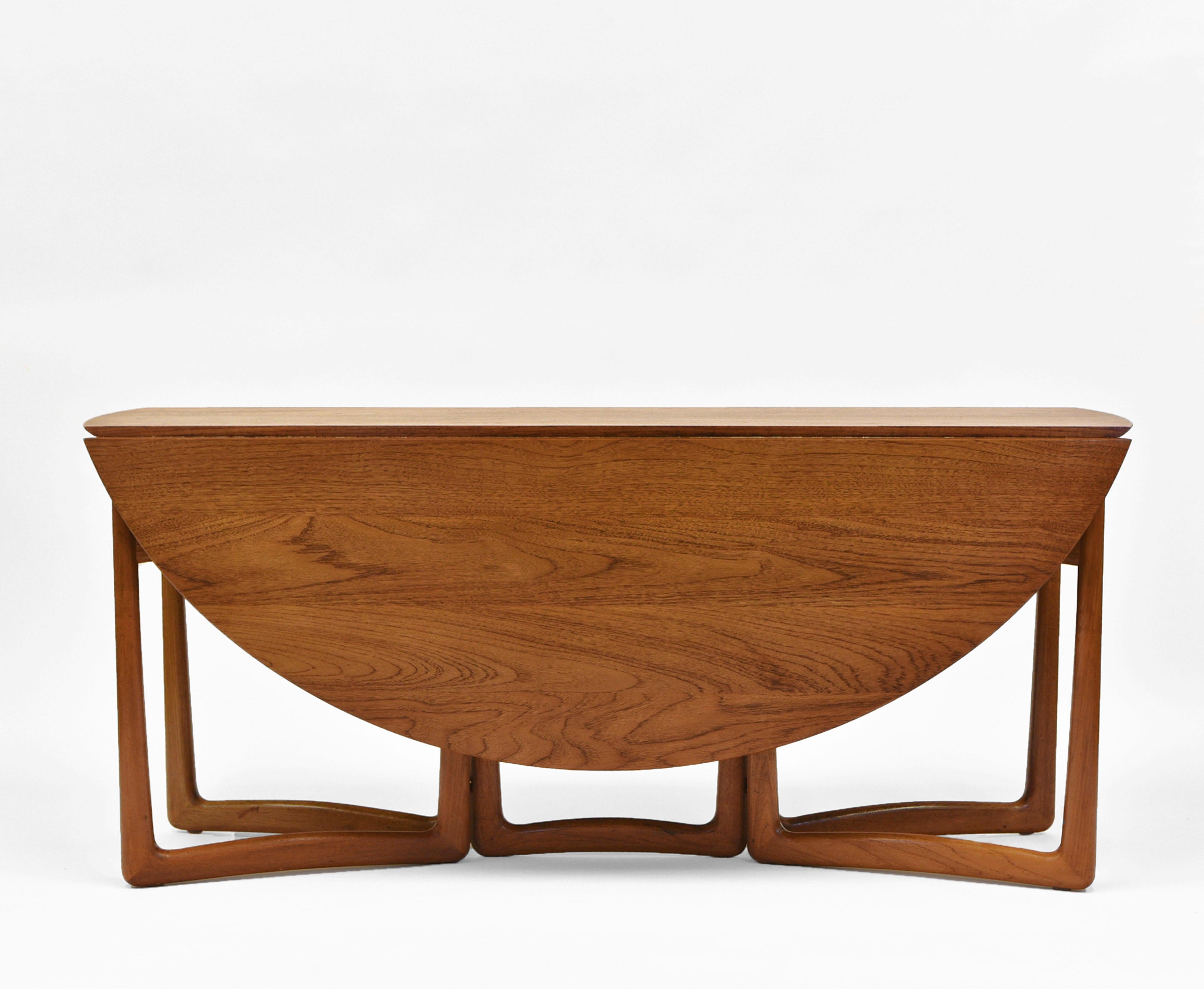 Scandinavian Modern Peter Hvidt & Orla Mølgaard Nielsen Teak Drop Leaf Dining Table For France & Son