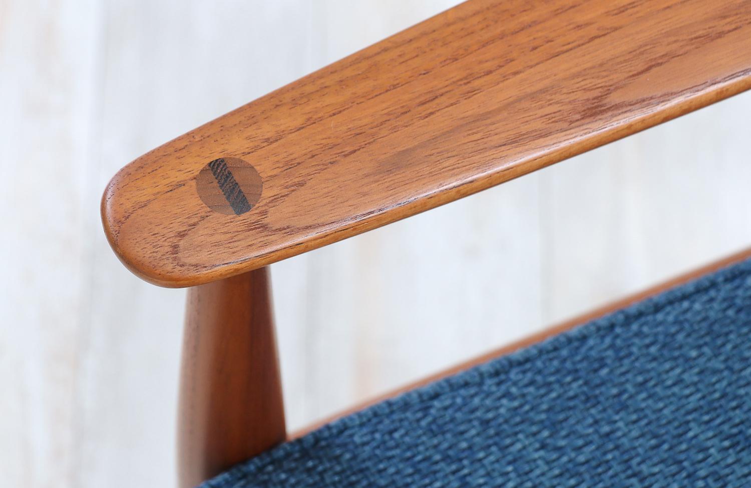 Fabric Peter Hvidt & Orla Mølgaard-Nielsen Teak Lounge Chairs for France & Søn