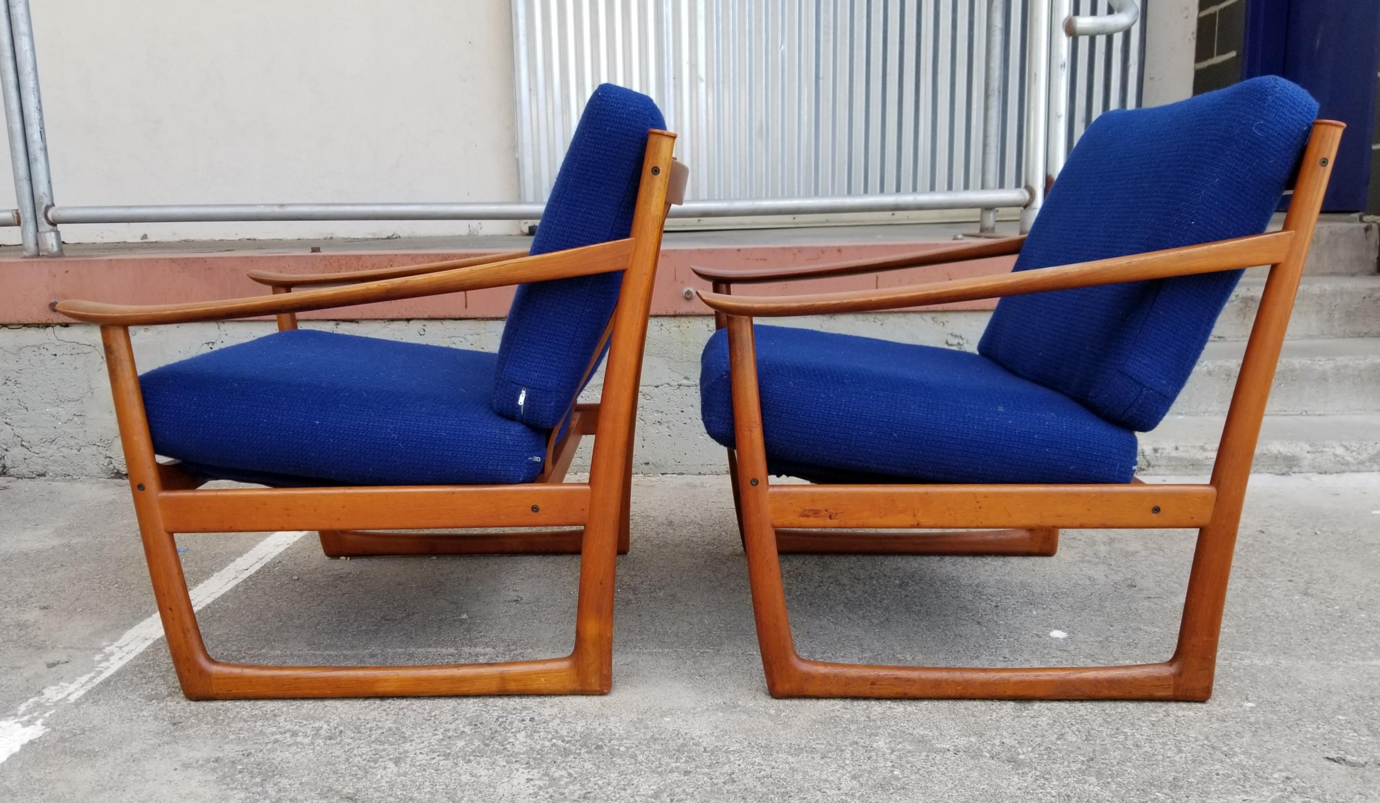 Scandinavian Modern Peter Hvidt & Orla Mølgaard-Nielsen Teak Lounge Chairs