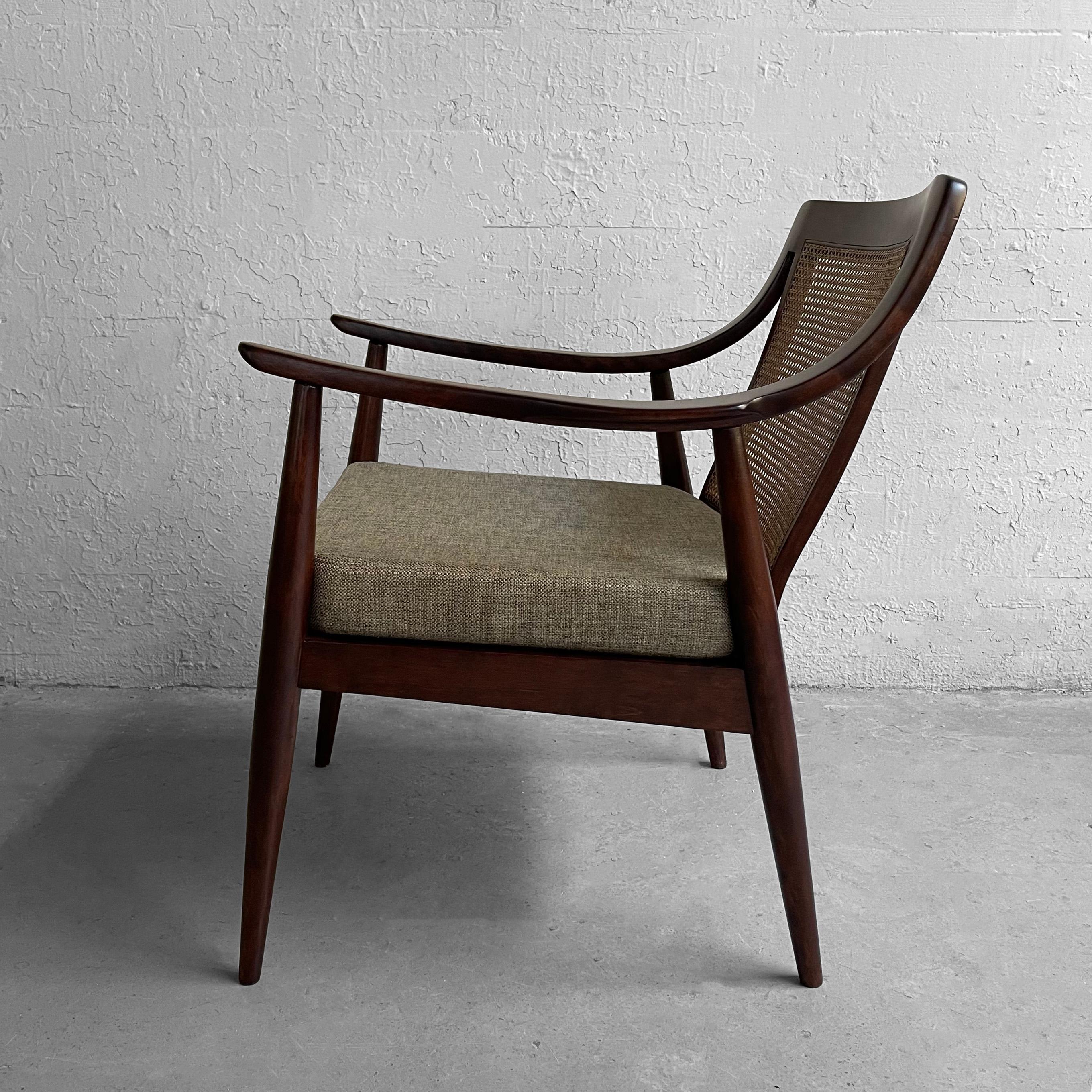 Fabric Peter Hvidt & Orla Molgaard Cane Back Armchair For Sale