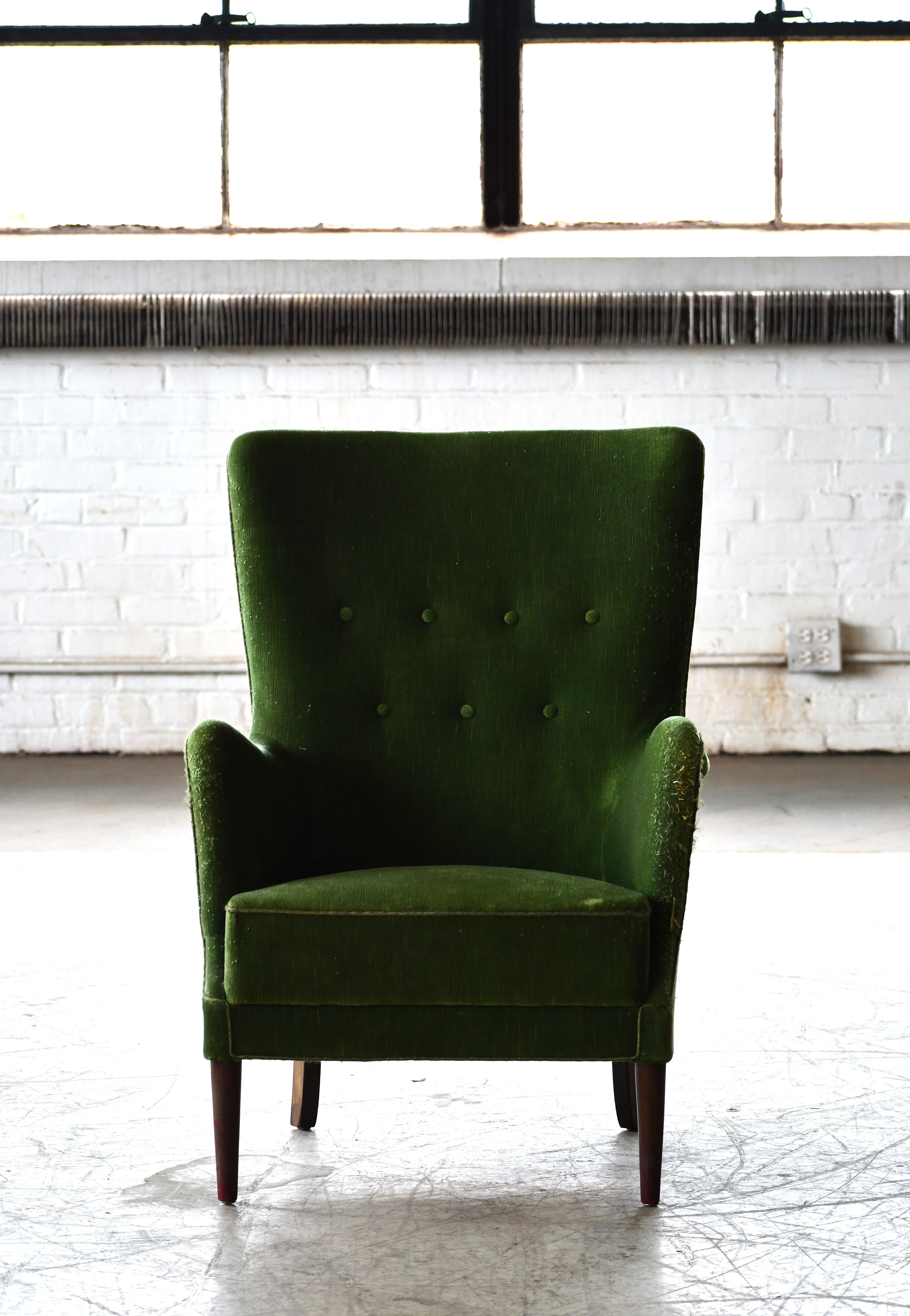 Scandinavian Modern Peter Hvidt Orla Molgaard Classic Danish 1950s Lounge Chair For Sale