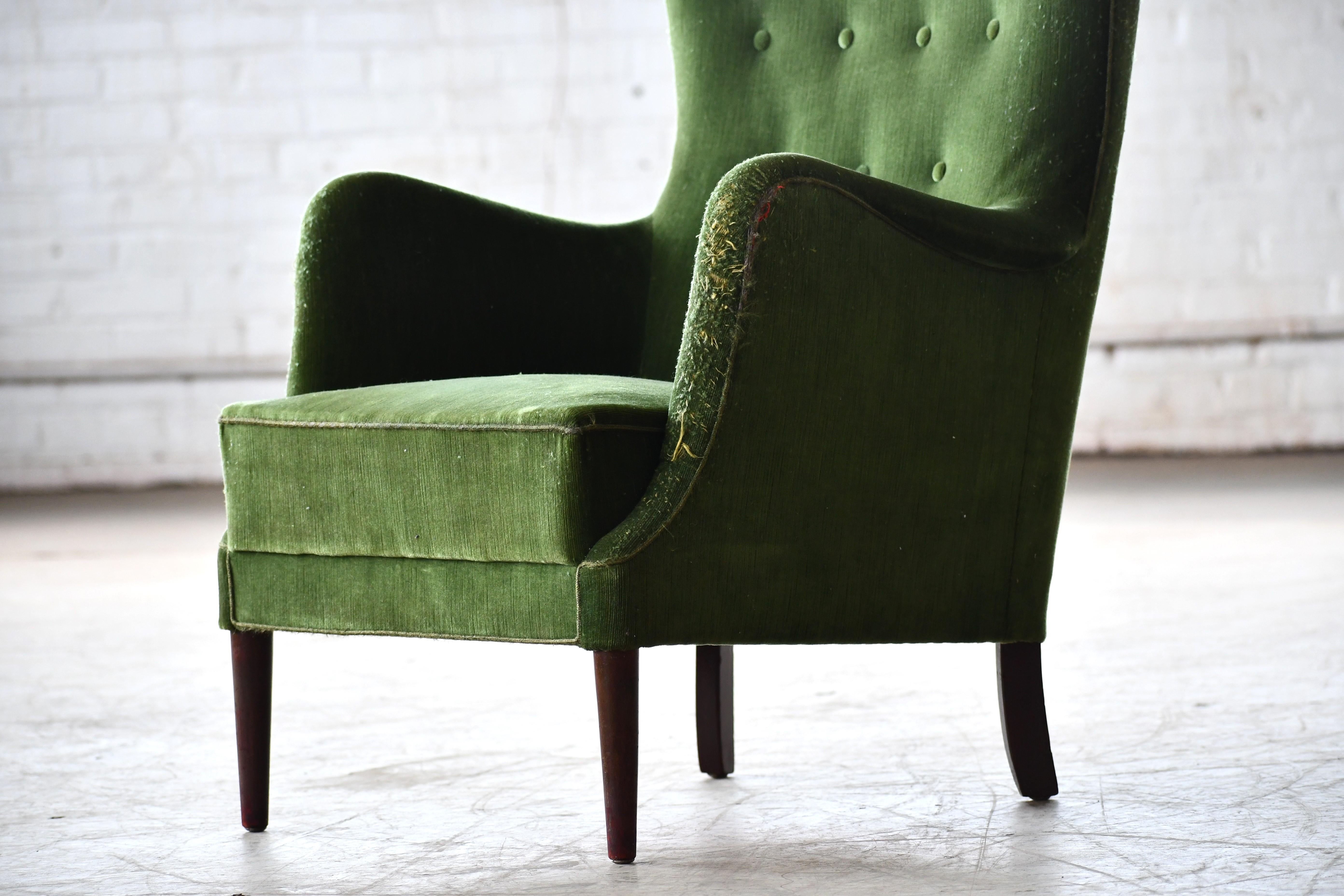Peter Hvidt Orla Molgaard Classic Danish 1950s Lounge Chair In Good Condition For Sale In Bridgeport, CT