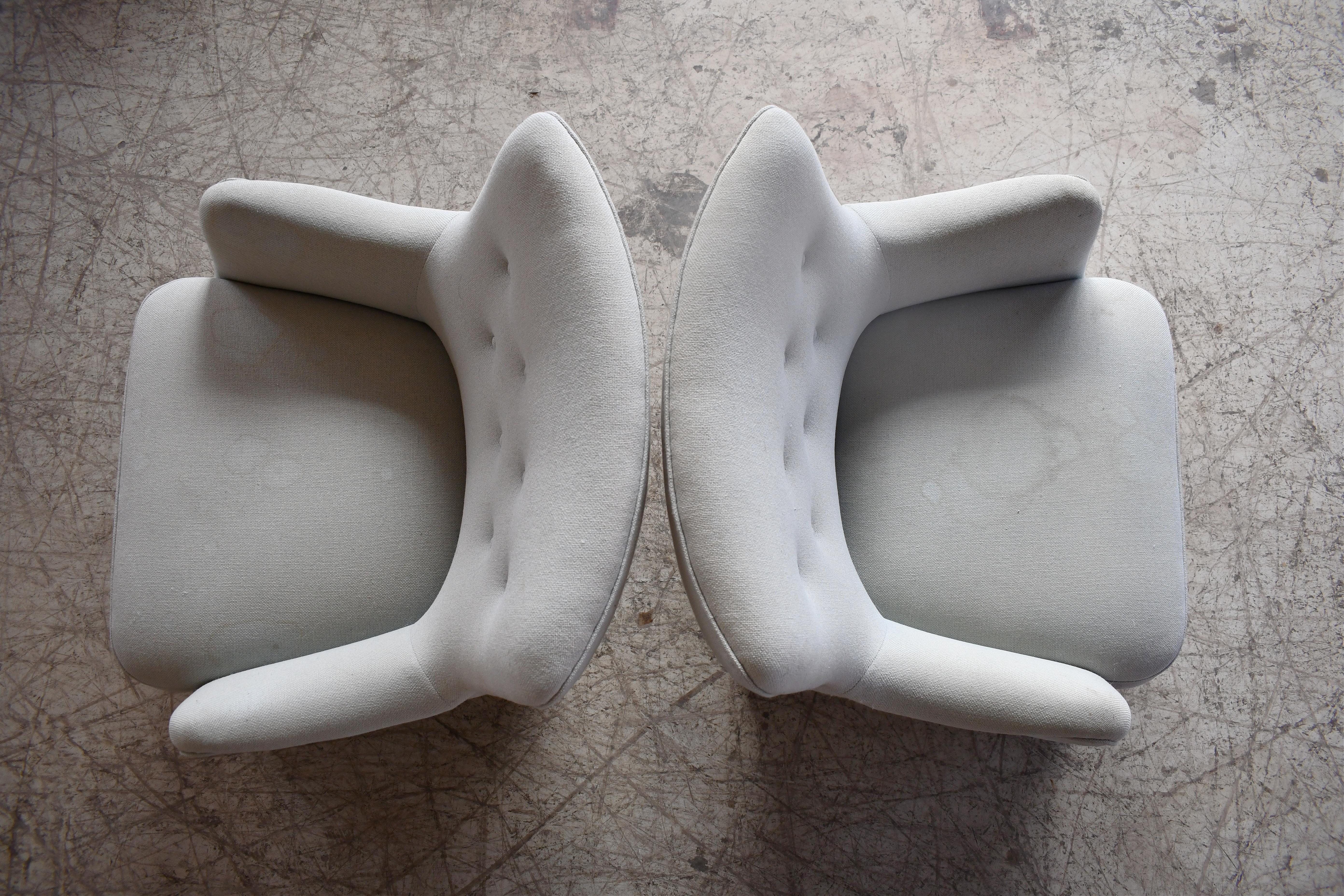 Mid-20th Century Peter Hvidt Orla Molgaard Classic Danish 1950s Pair Lounge Chairs