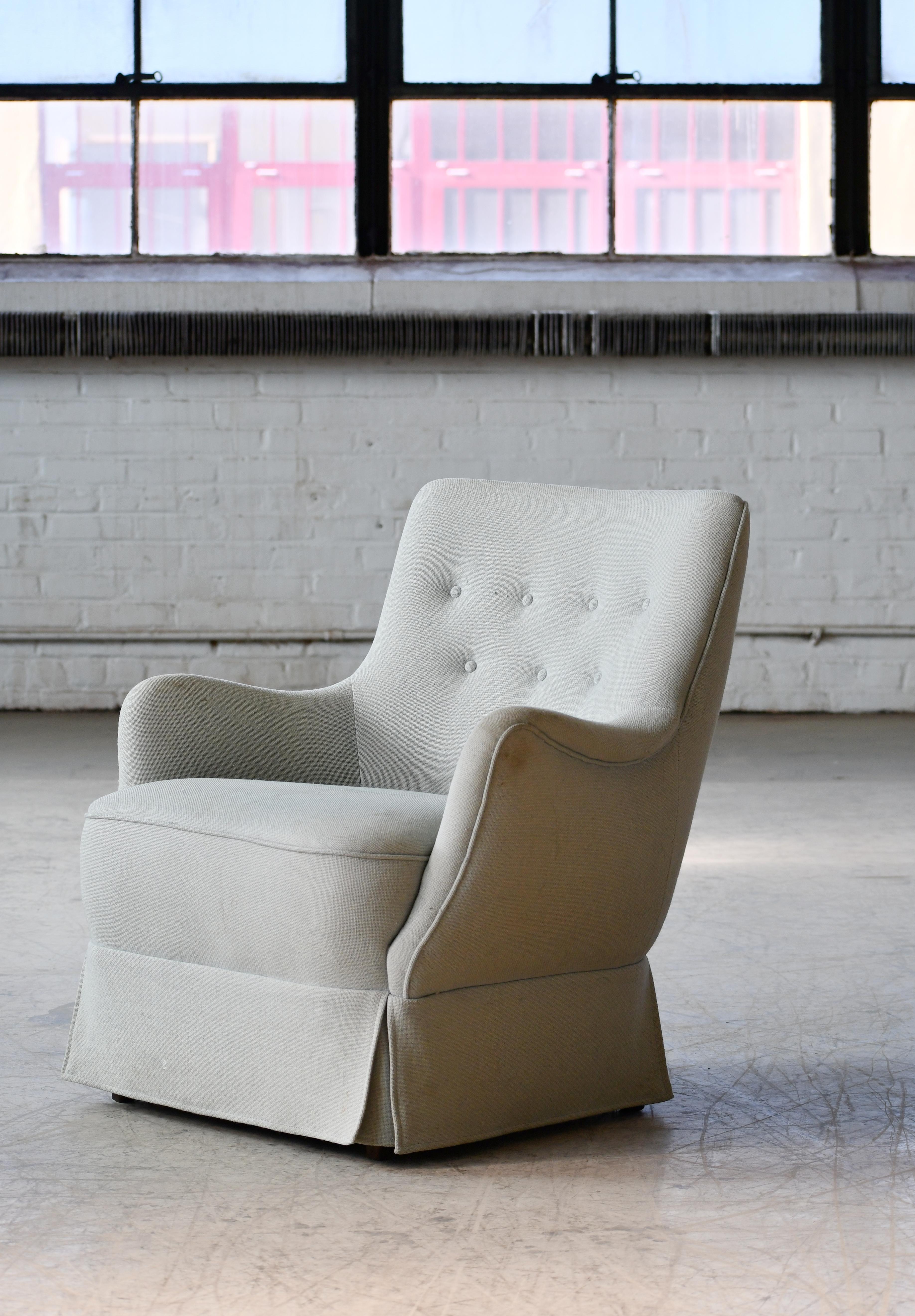 Wool Peter Hvidt Orla Molgaard Classic Danish 1950s Pair Lounge Chairs