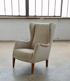 Fauteuil de salon à dossier haut danois des années 1950, signé Peter Hvidt et Orla Molgaard